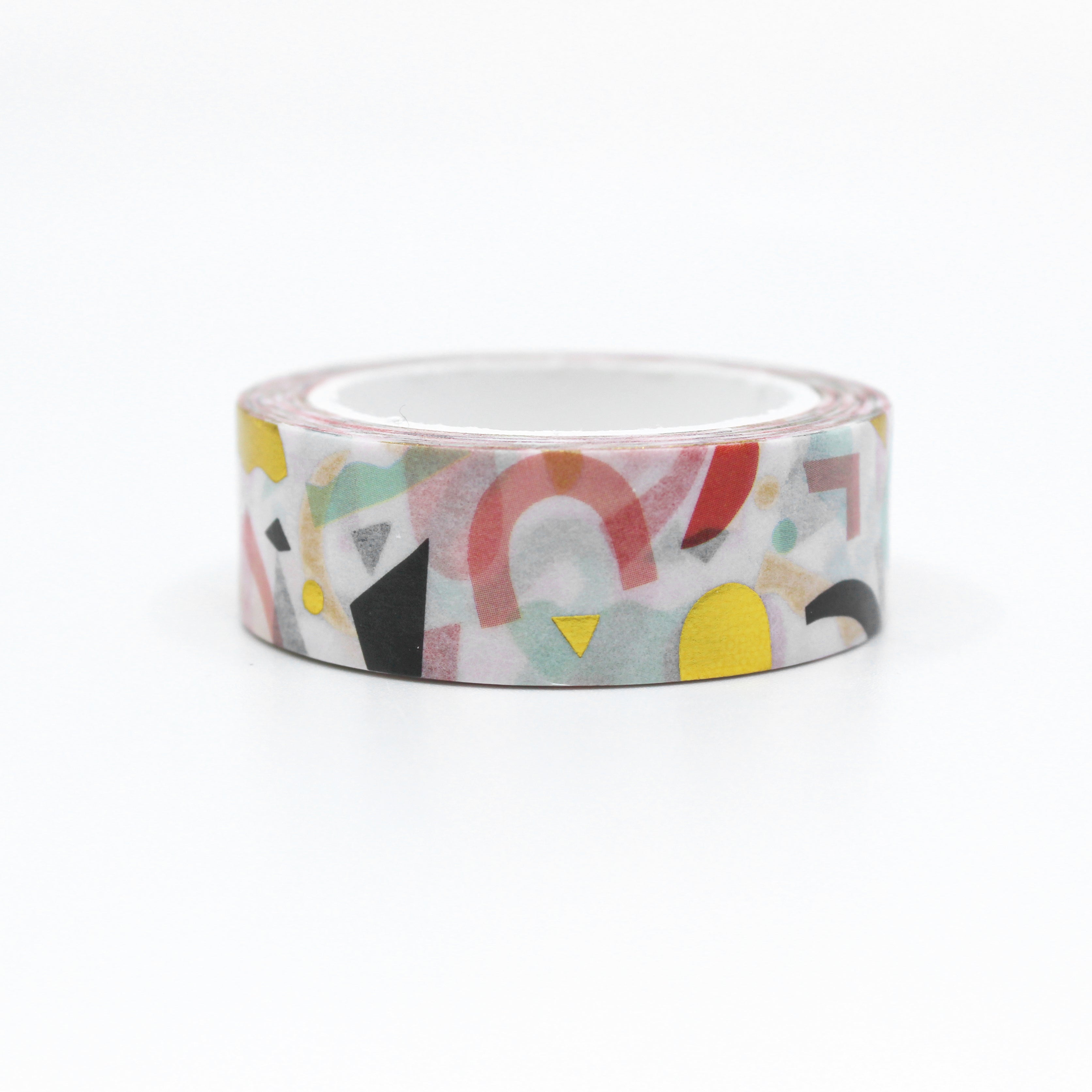 Fun and colorful modern pink and pastel with gold foil geometric shapes washi tape from BBB Supplies