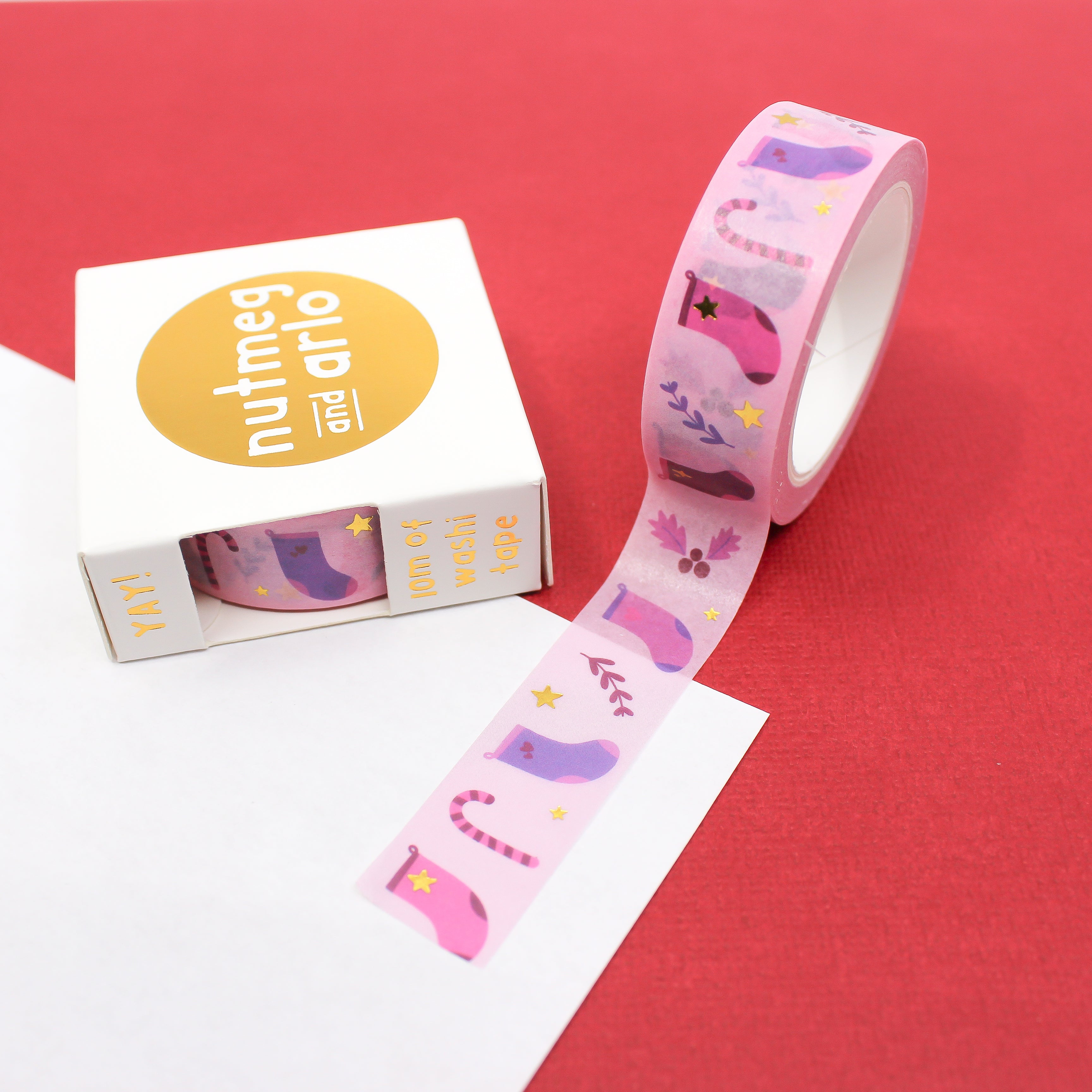 This is a Christmas stockings themed washi tape from BBB Supplies Craft Shop