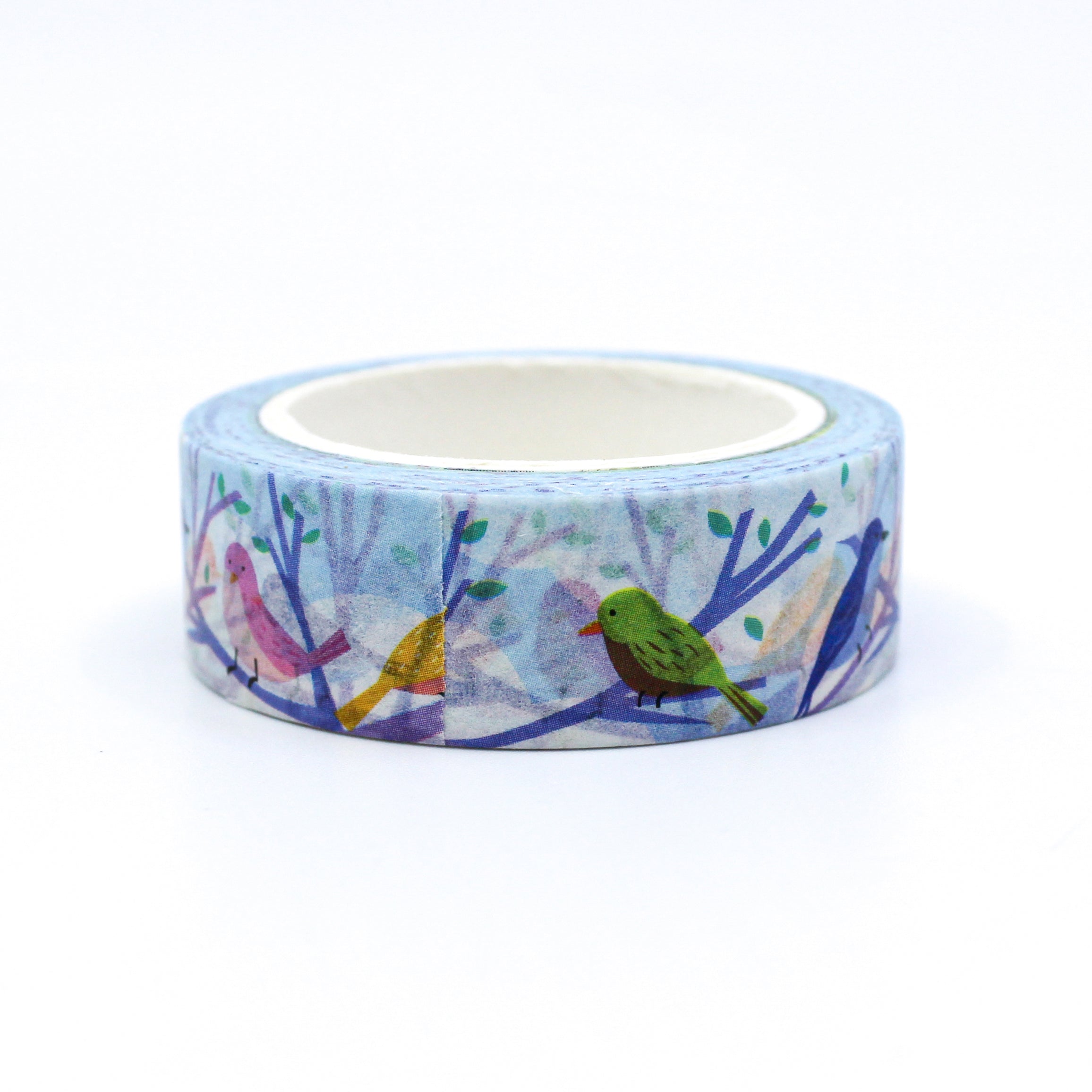 This is a view of multi-color singing birds washi tape from BBB Supplies Craft Shop