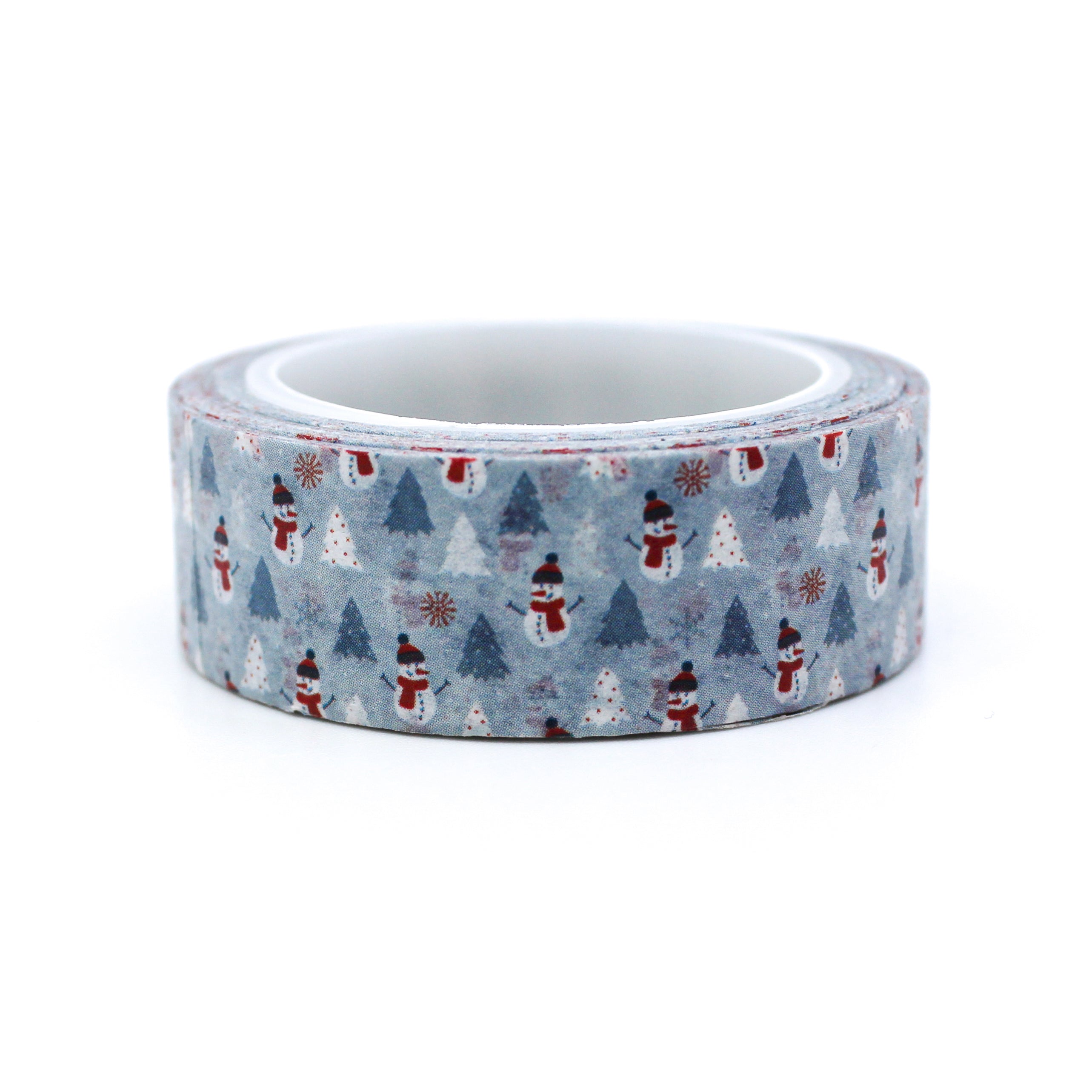 This is a pretty petty snowman with trees pattern washi tape from BBB Supplies Craft Shop