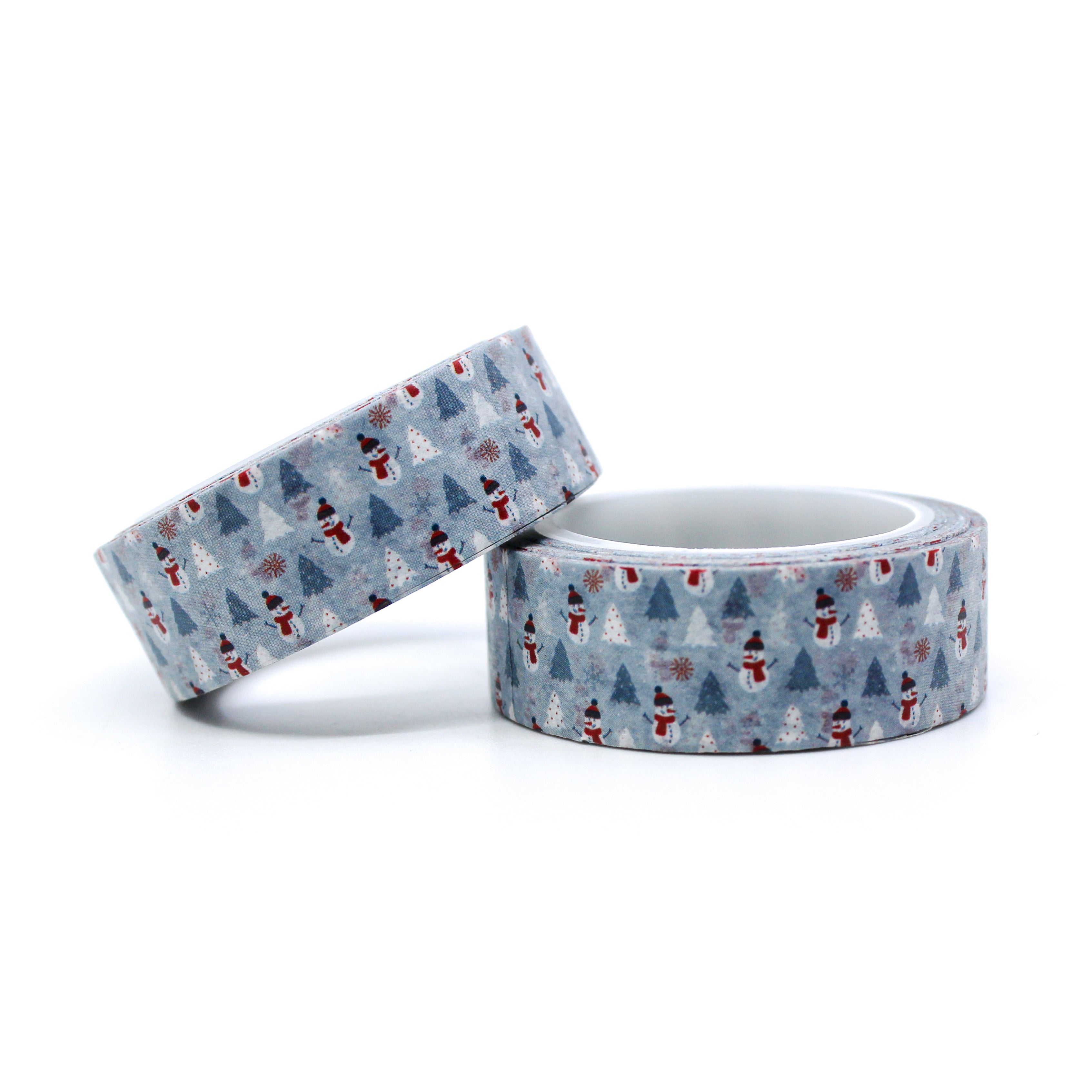 This is a white and red mini-snowman and trees for Journal Supplies, Scrapbooking washi tapes from BBB Supplies Craft Shop