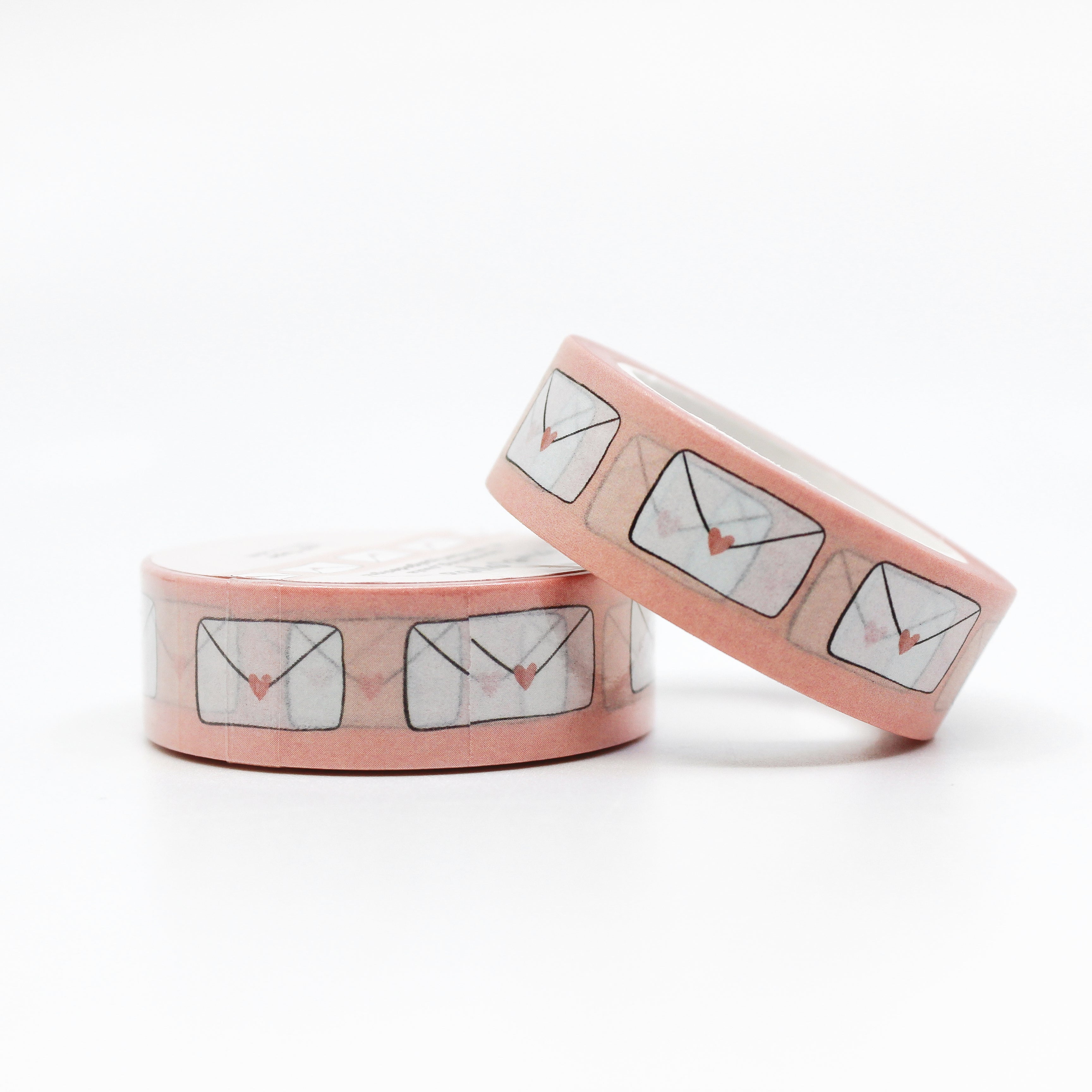 This is a photo of mail envelope with peach background themed view of washi tapes from BBB Supplies Craft Shop