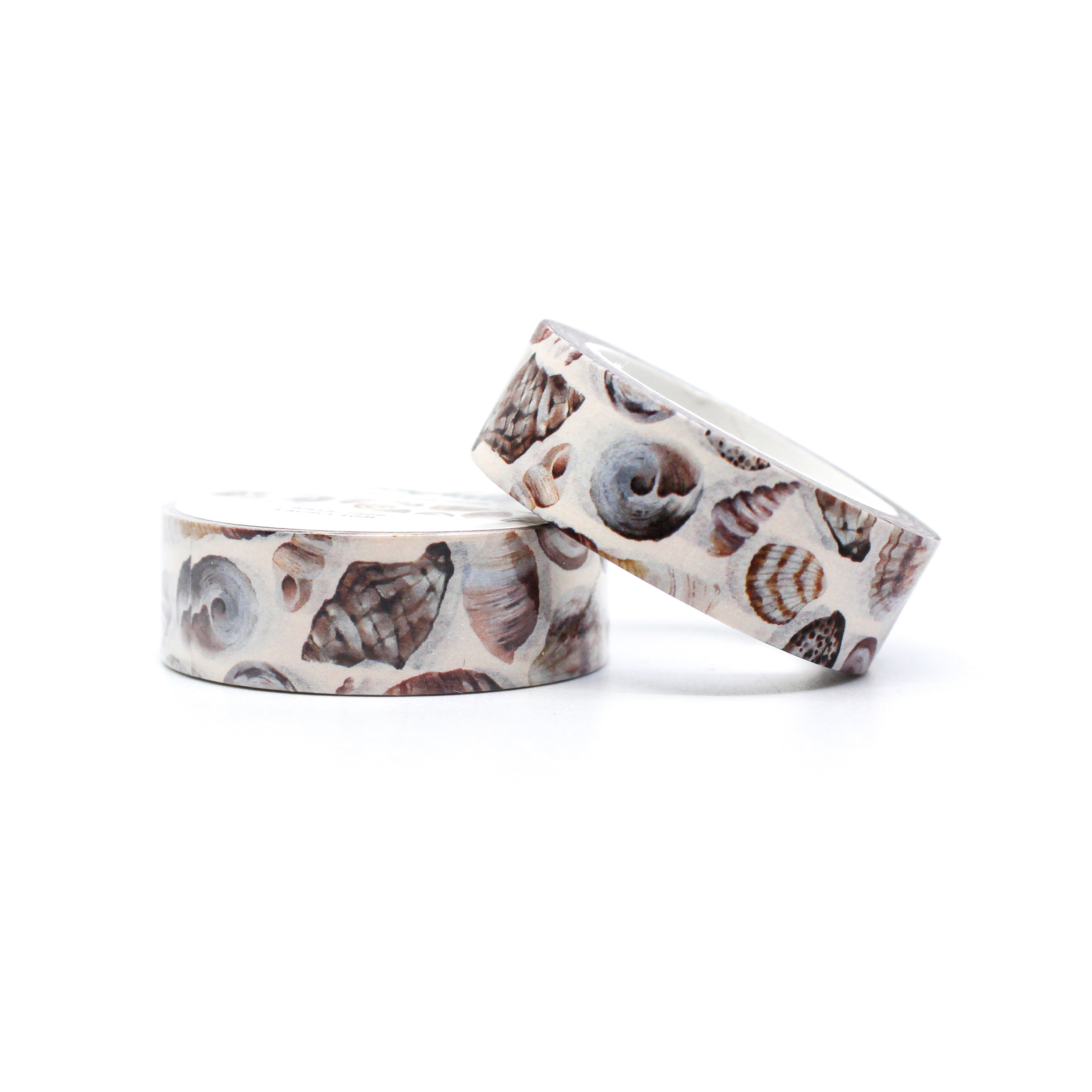 This is brown pattern of seashells beach themed washi tape from BBB Supplies Craft Shop