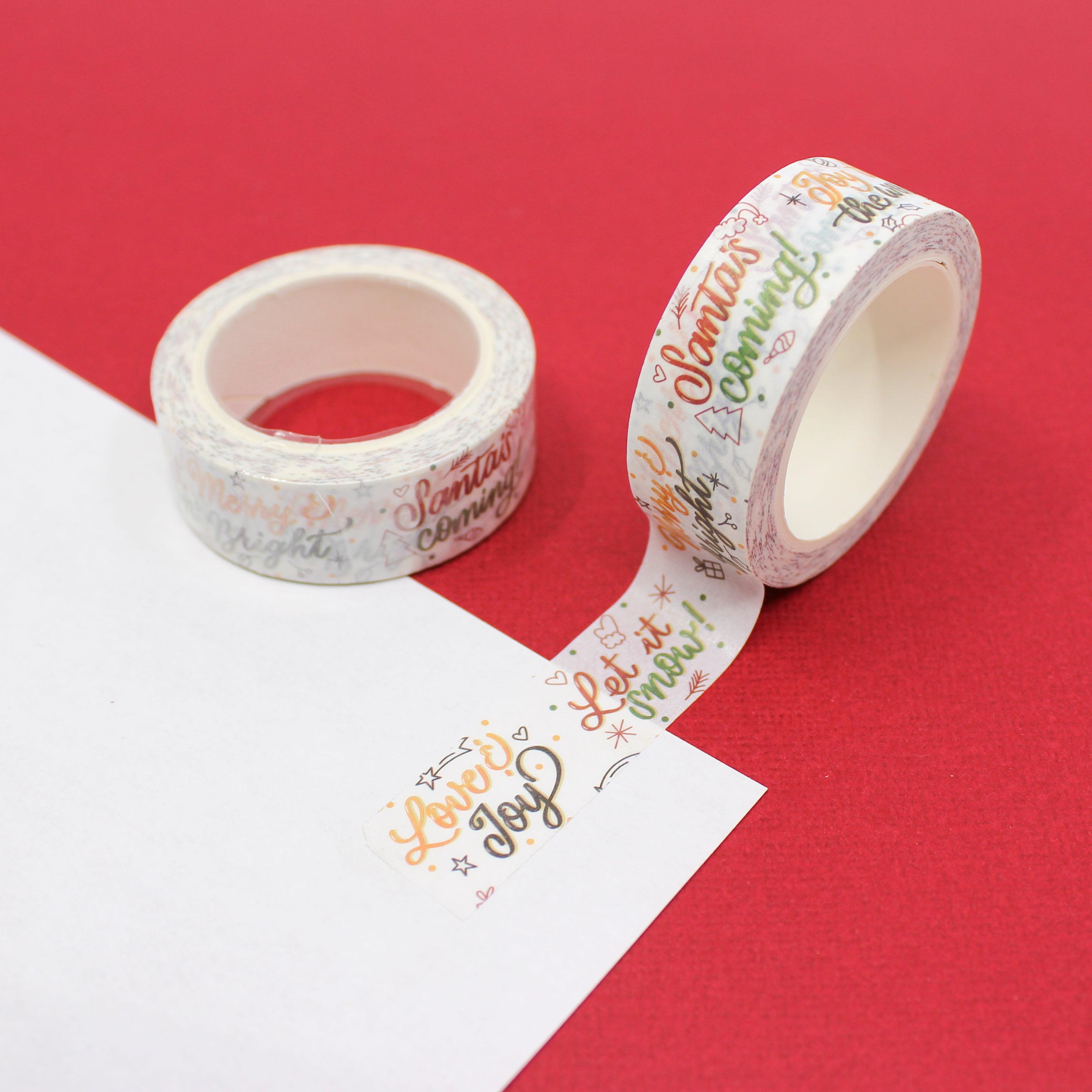 Holly Jolly and Fun Phrases washi tape tape for your planner, journal, or Calendar from BBB Supplies Craft Shop.