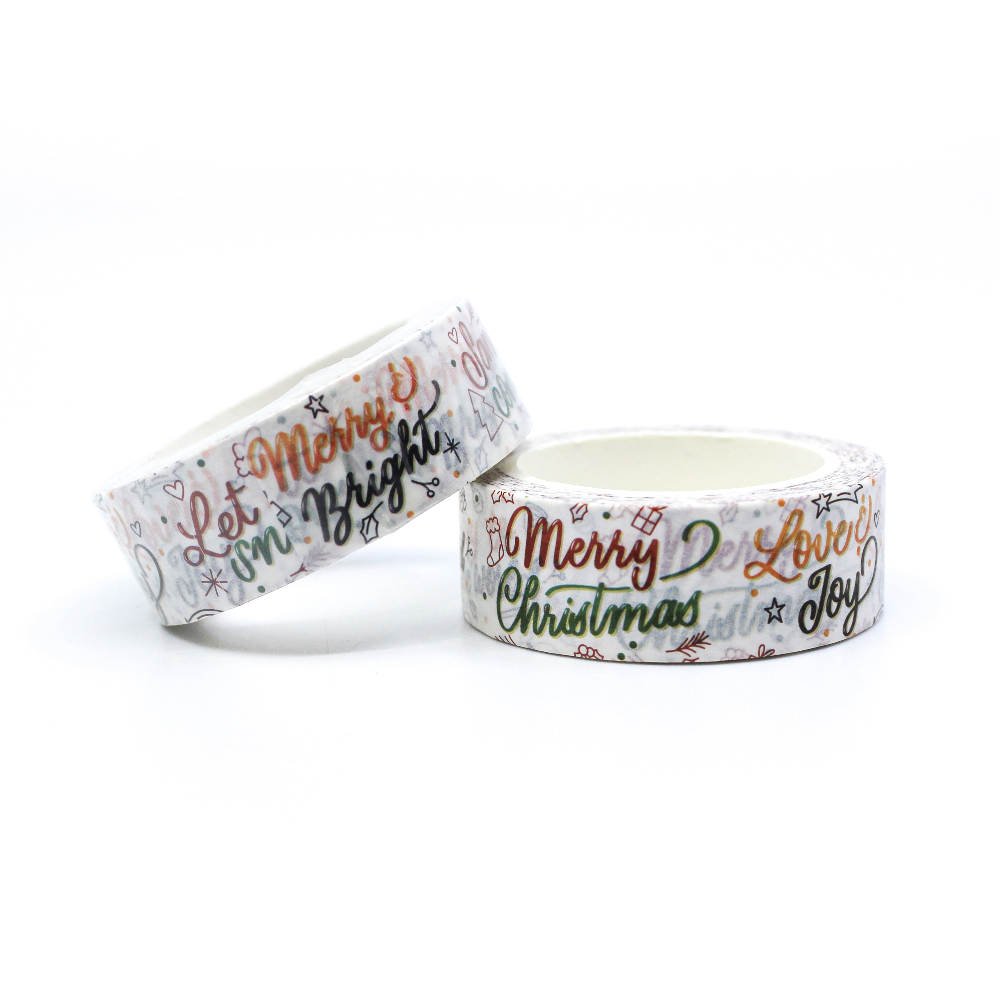 Holly Jolly and Fun Phrases washi tape tape for your planner, journal, or Calendar from BBB Supplies Craft Shop.
