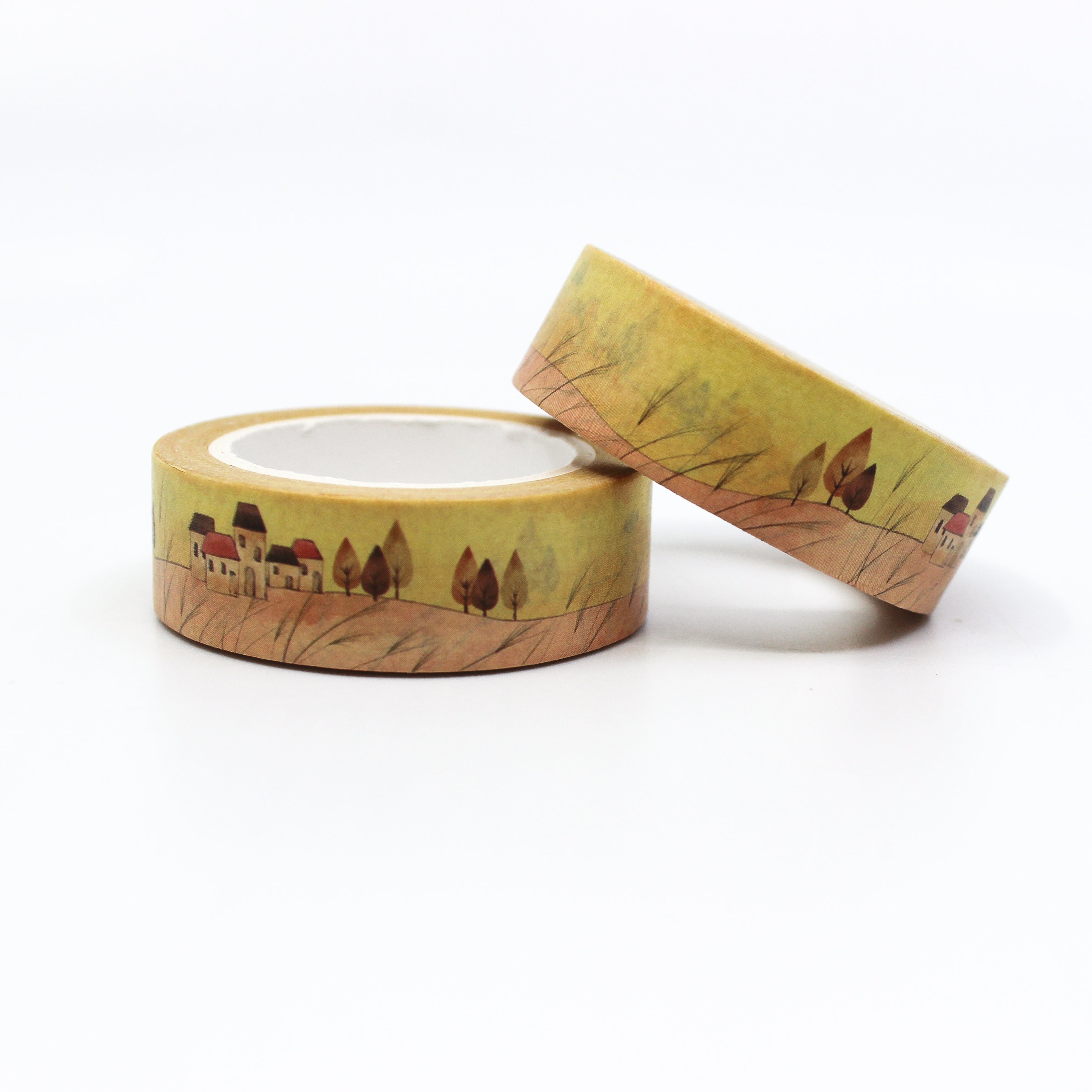 This is a roll of yellow artistic style washi tape from BBB Supplies Craft Shop