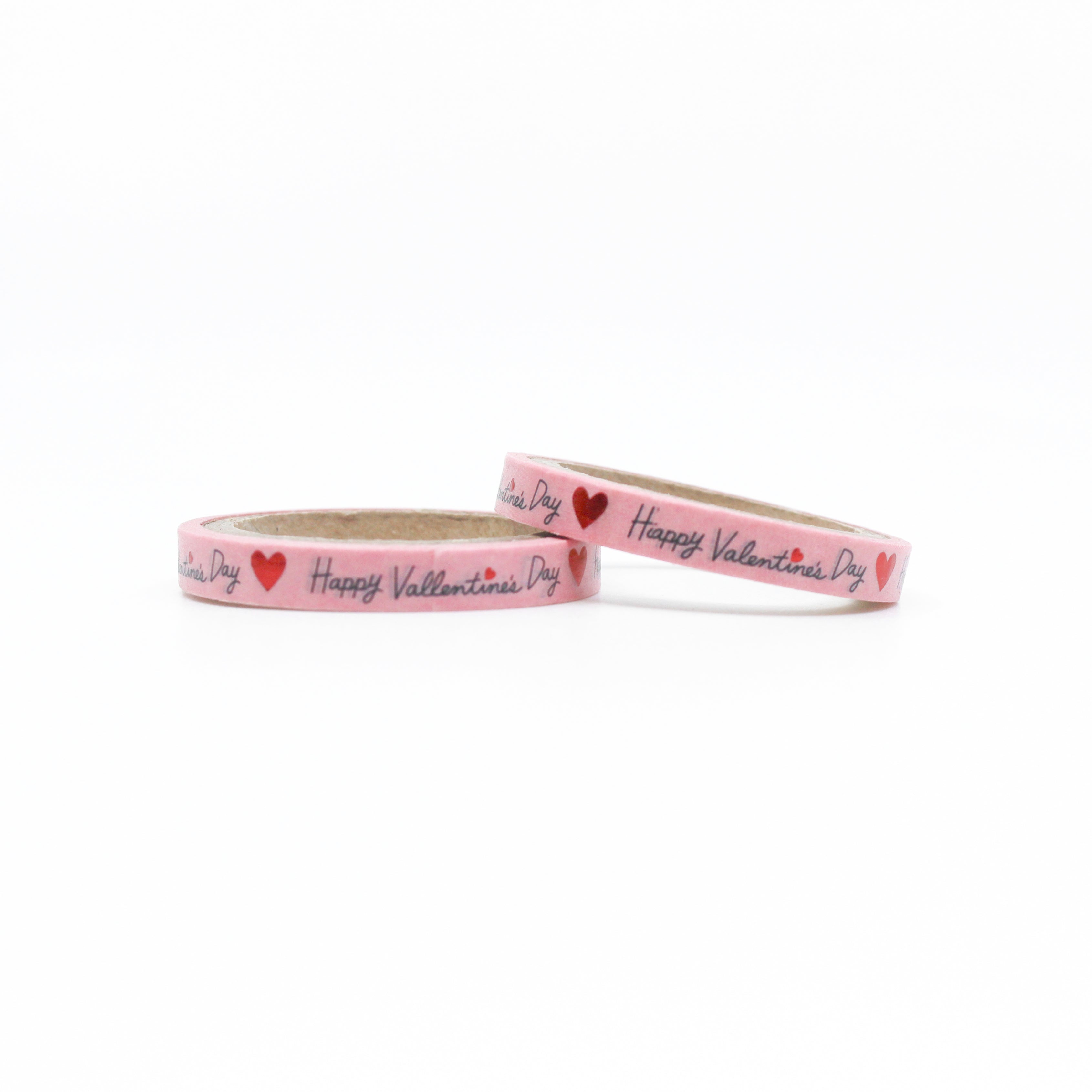 This is a roll of red and pink valentines day text with pink background washi tapes from BBB Supplies Craft Shop