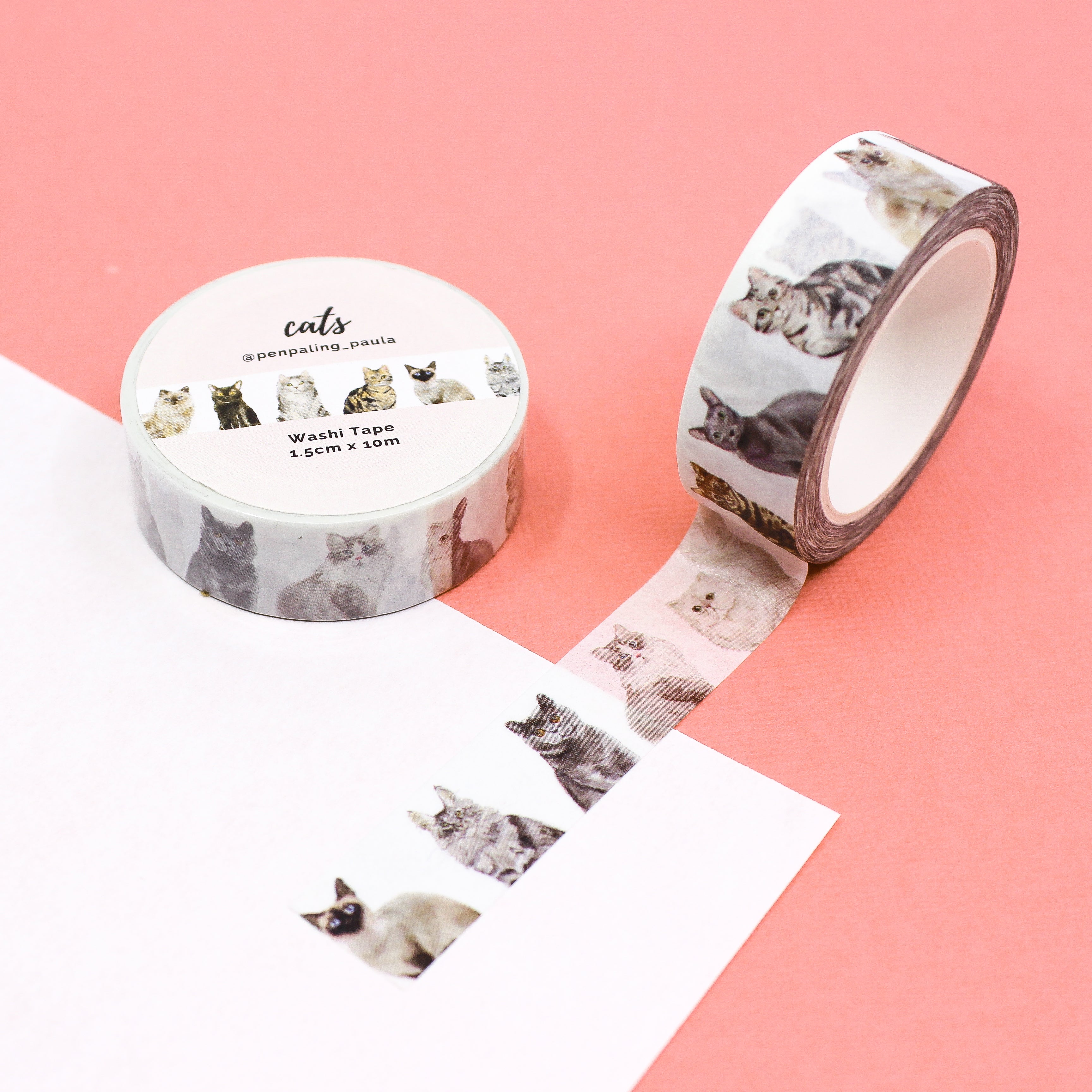 This is a black, brown and cute real picture of cat themed washi tape from BBB Supplies Craft Shop