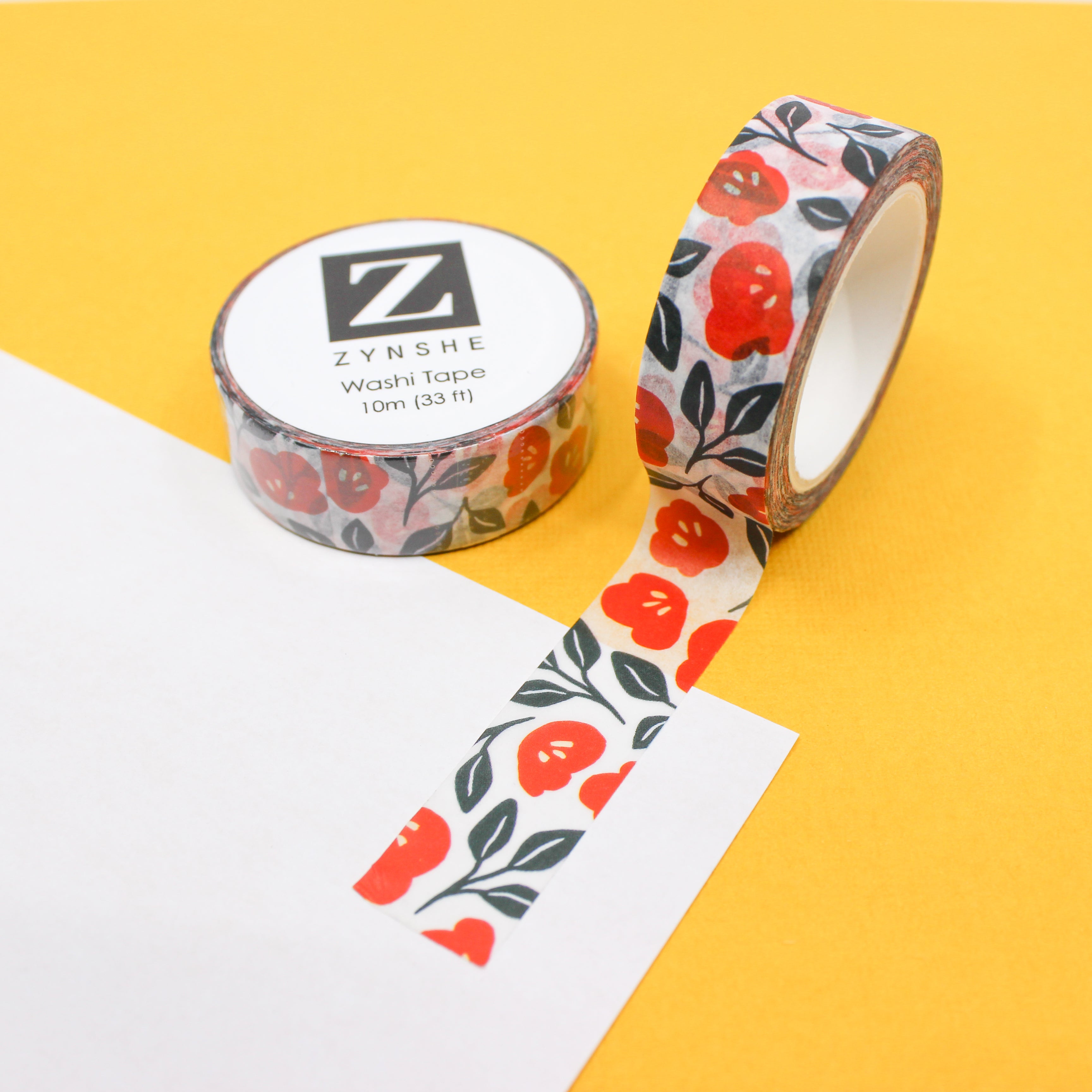 Elegant Red Floral tape from Zynshe that is perfect for gift wrap, craft projects or journaling sold at BBB Supplies Craft Shop.