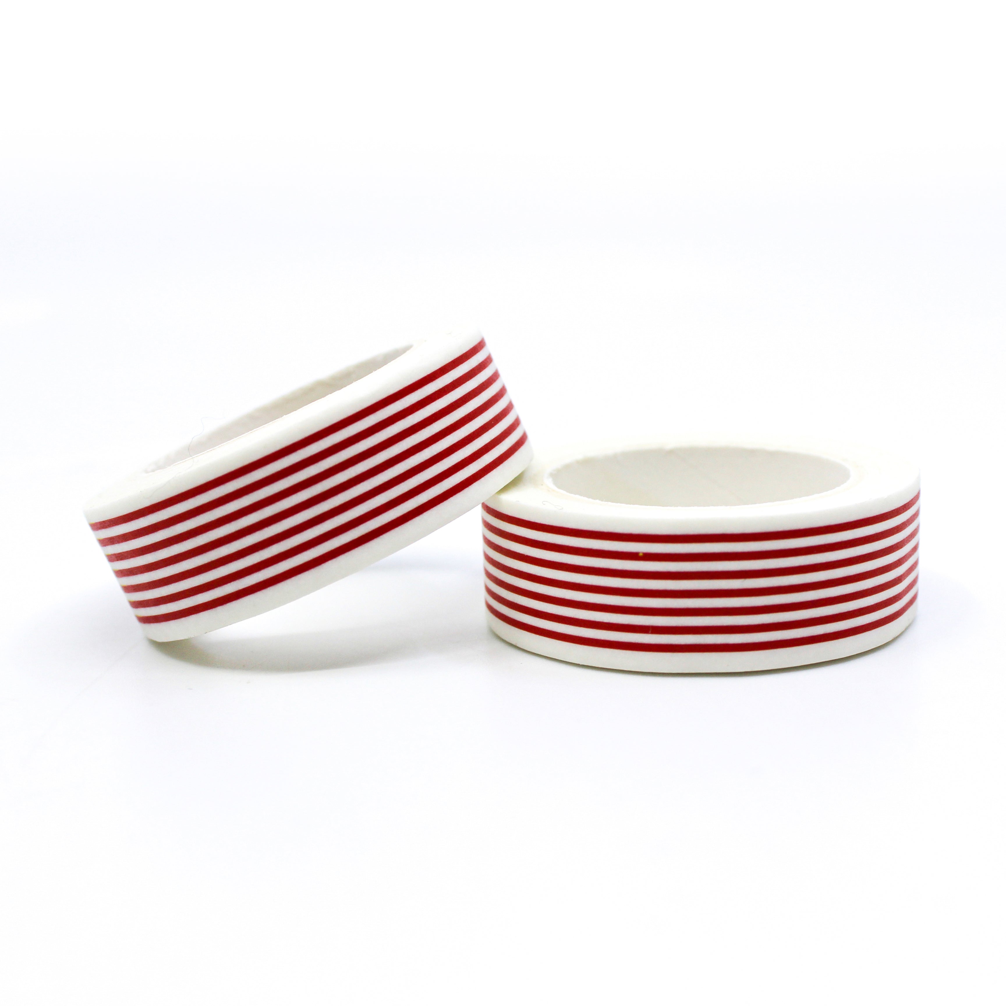 Thin Red Foil And White Stripe Washi, Planner Tapes