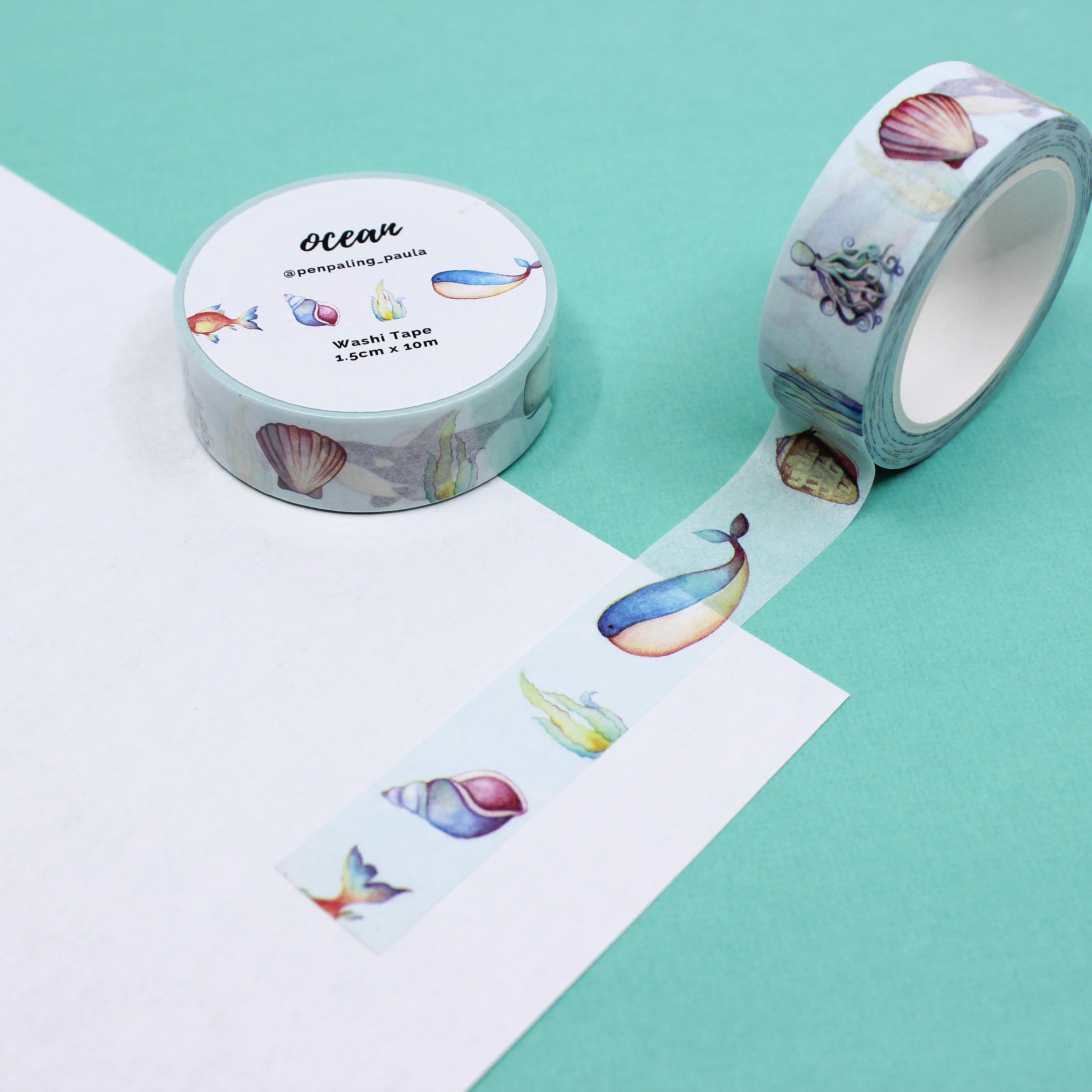 This is an ocean sea life creatures washi tape from BBB Supplies Craft Shop
