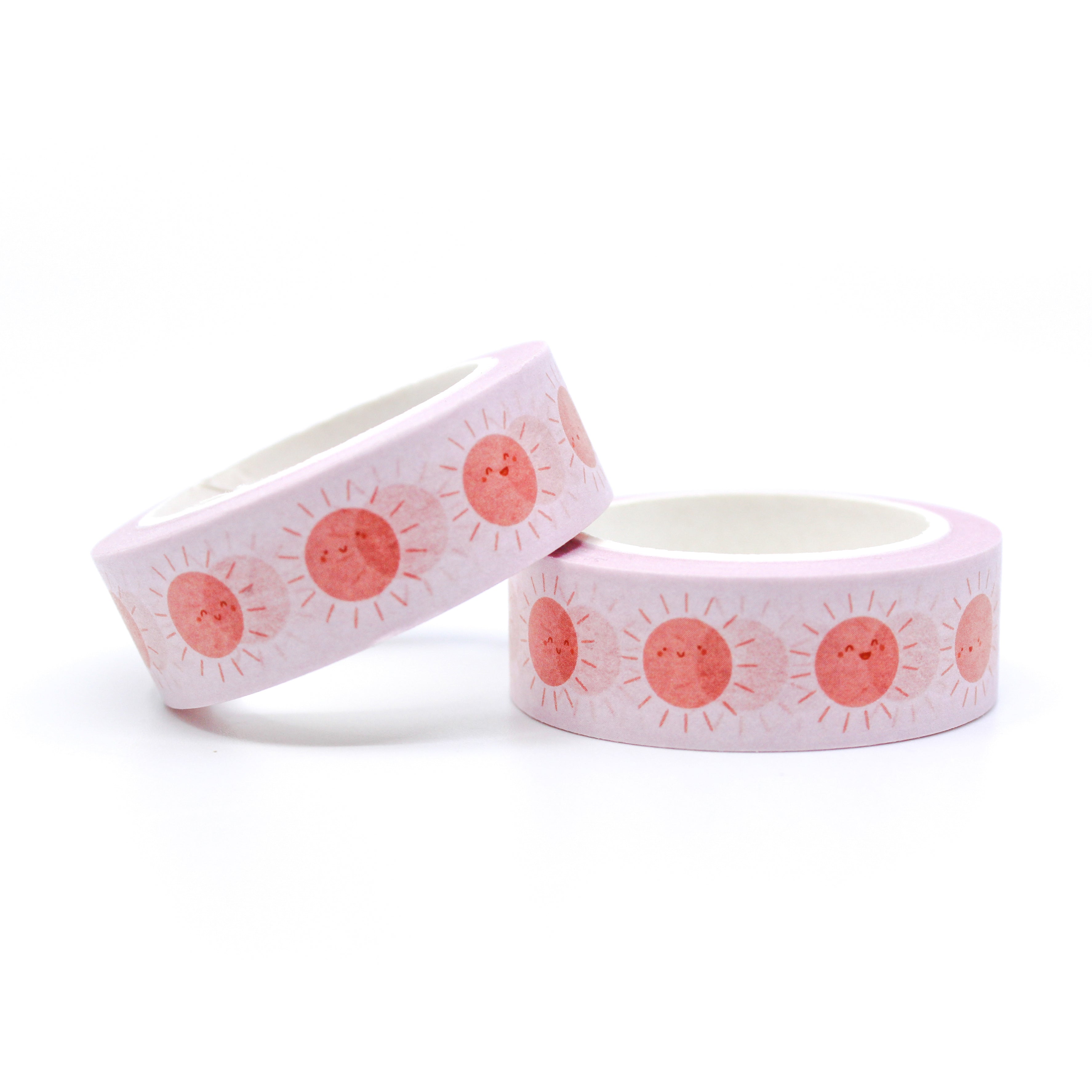 This is a roll of pink smiling happy sunshines washi tapes from BBB Supplies Craft Shop