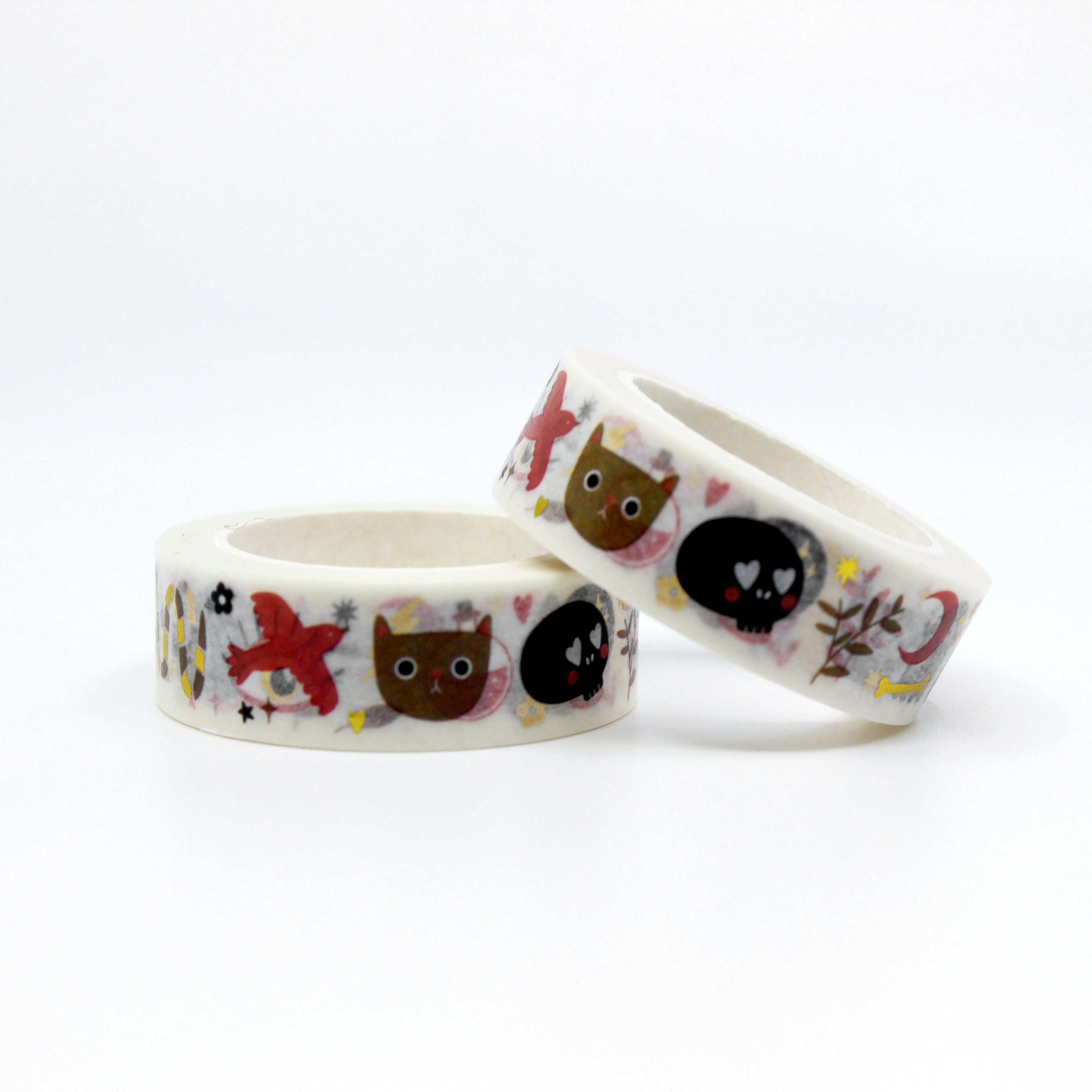 This is a roll of spooky Halloween characters stuff with white background washi tapes from BBB Supplies Craft Shop