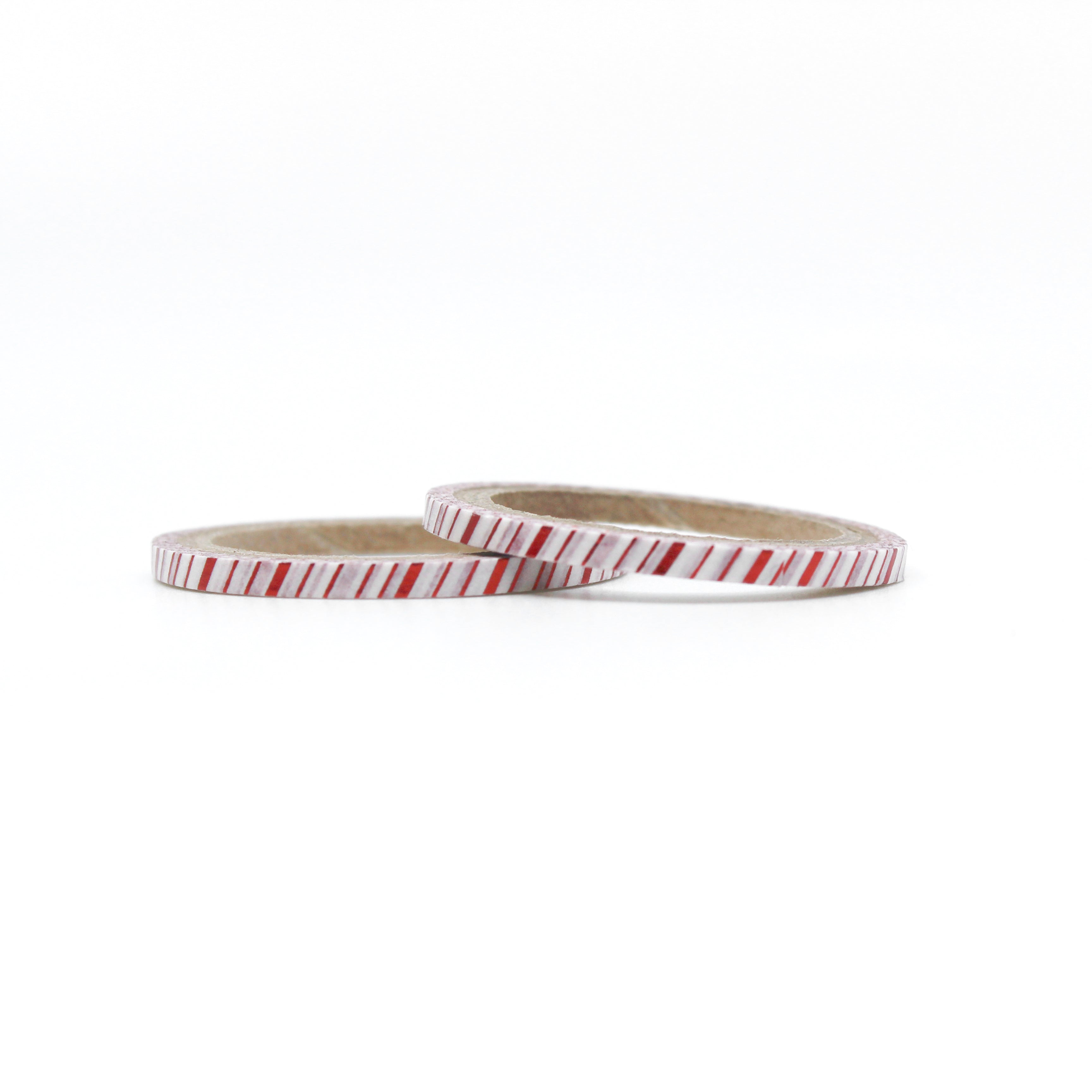 This is a roll of thin red foil with white stripe and background washi tapes from BBB Supplies Craft Shop
