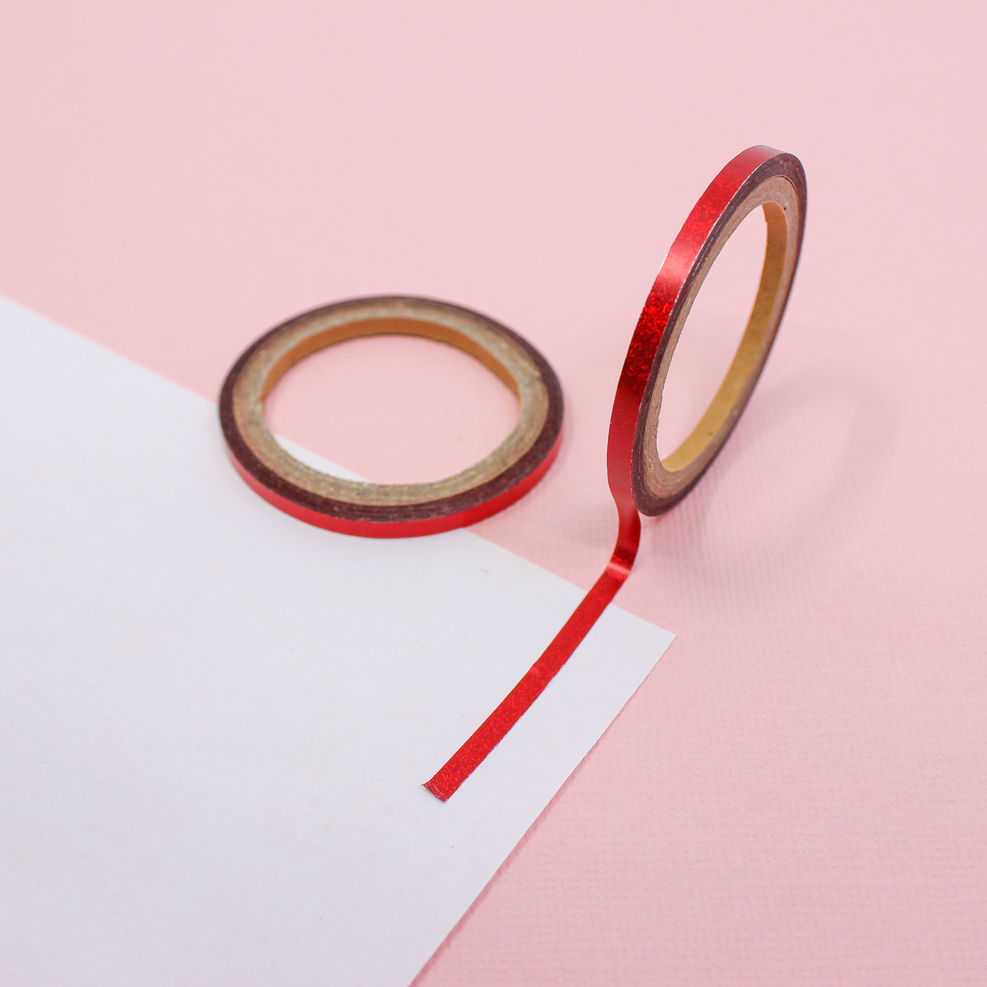 This is a thin solid red foil with themed washi tape from BBB Supplies Craft Shop