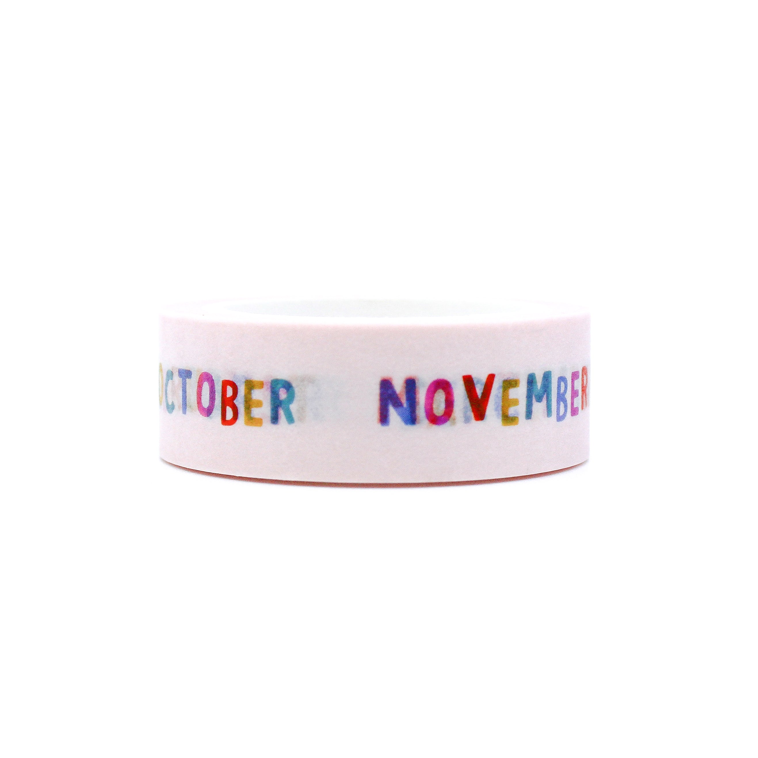 This is pre written months in a colorful pattern view of washi tapes from BBB Supplies Craft Shop