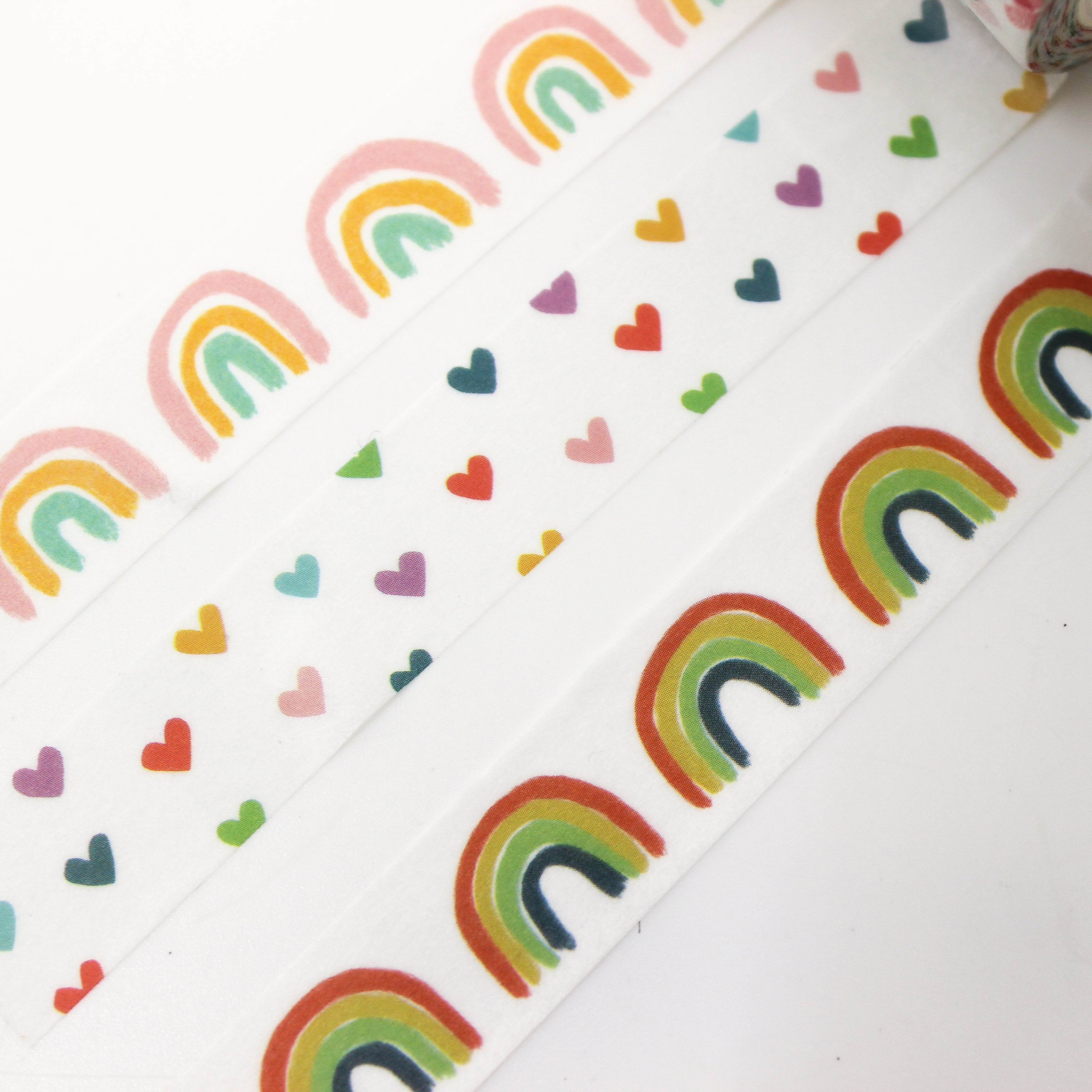 Colorful Pastel Rainbow Hearts Washi, Planner Tapes