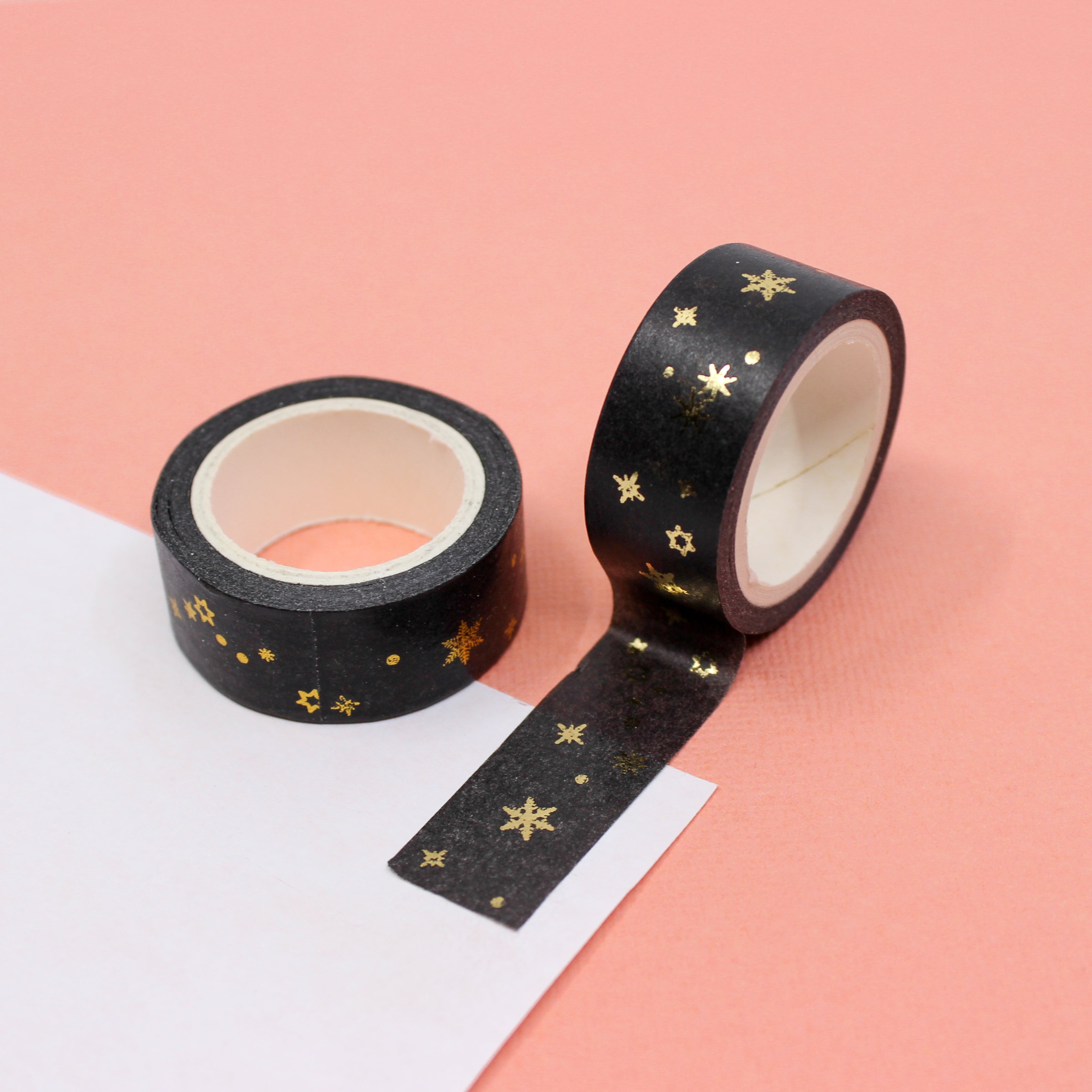 This is black and gold foil starry sky Washi Tape from BBB Supplies Craft Shop