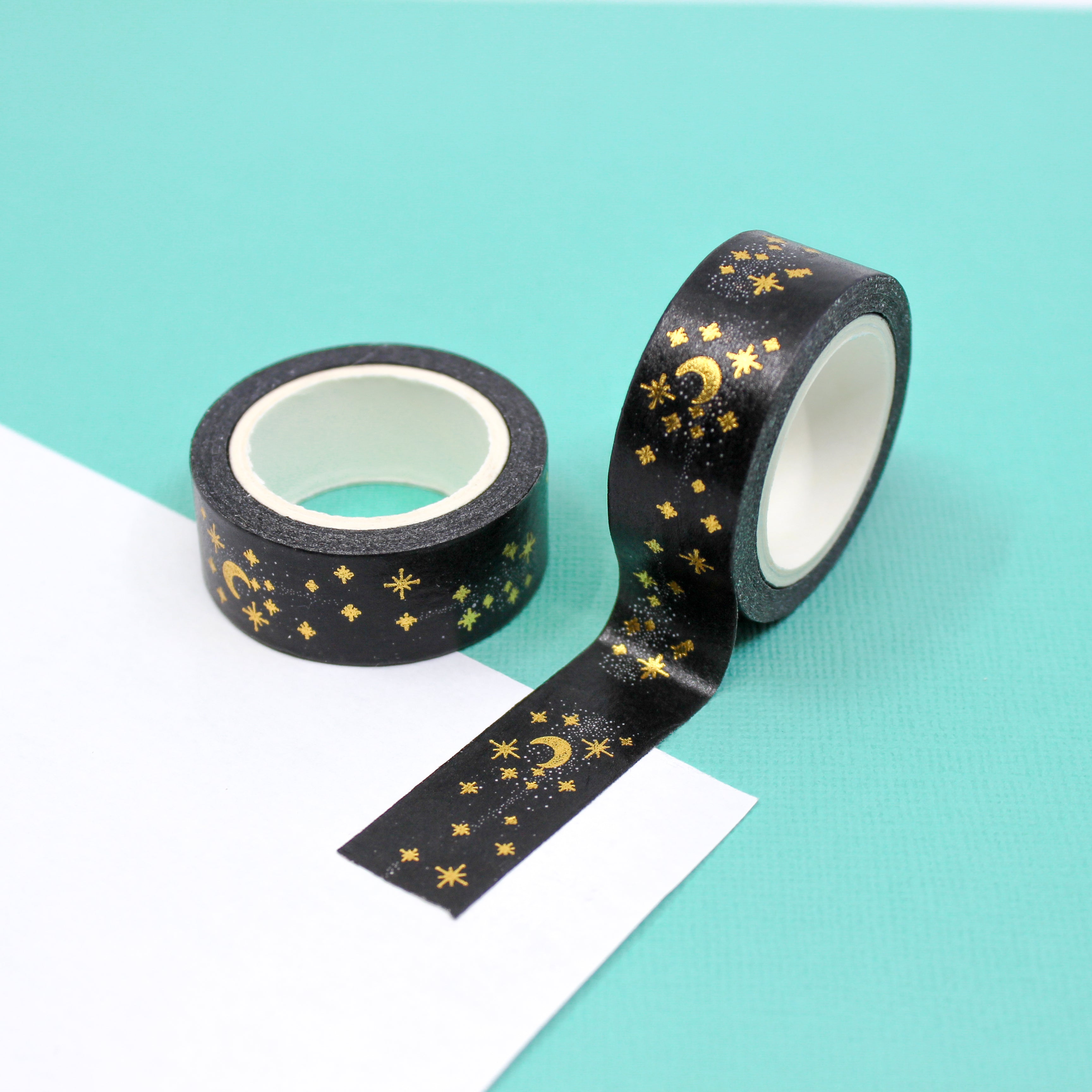 Black and Gold Foil Celestial Moon Washi