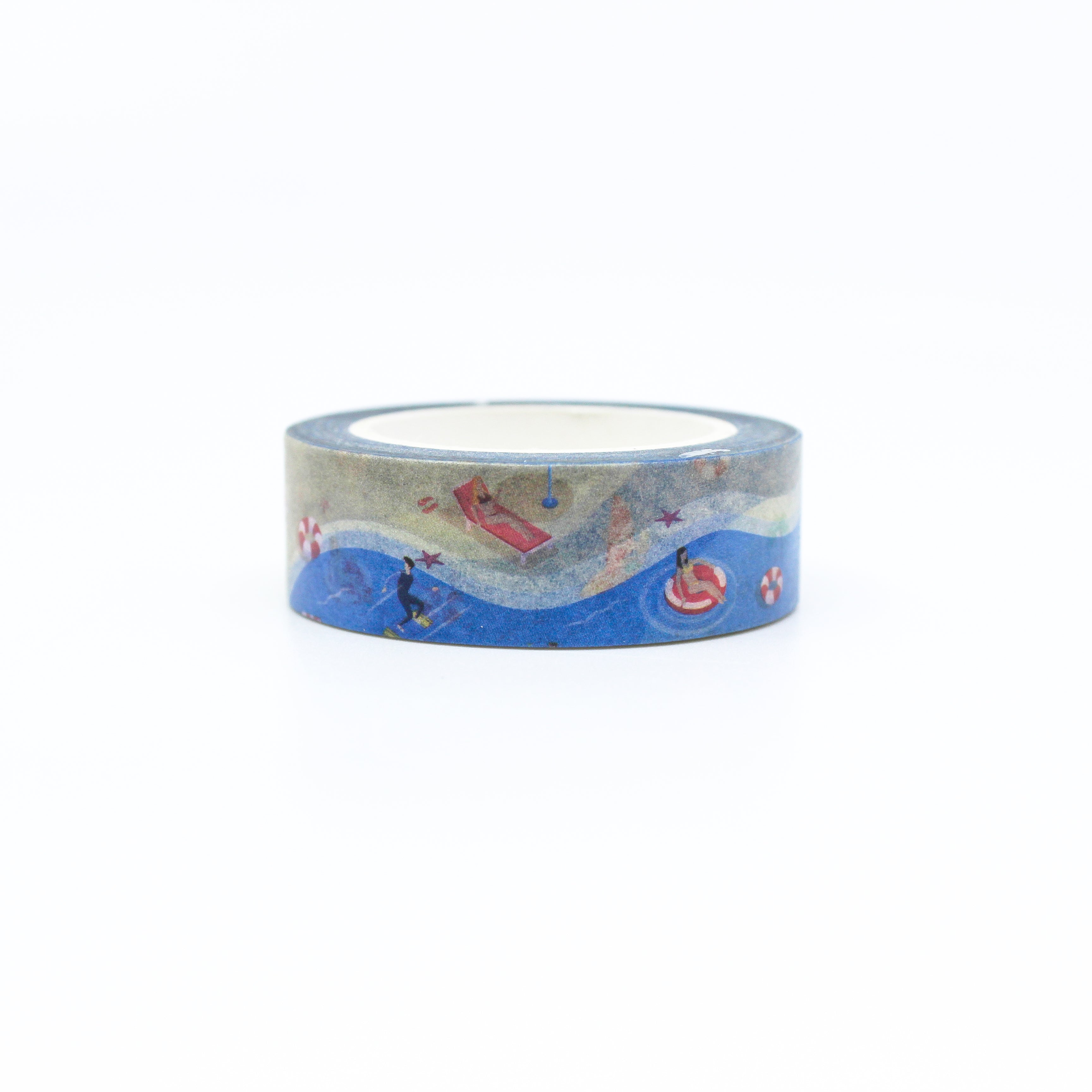 This is a blue warm beach side scenes color washi tape from BBB Supplies Craft Shop