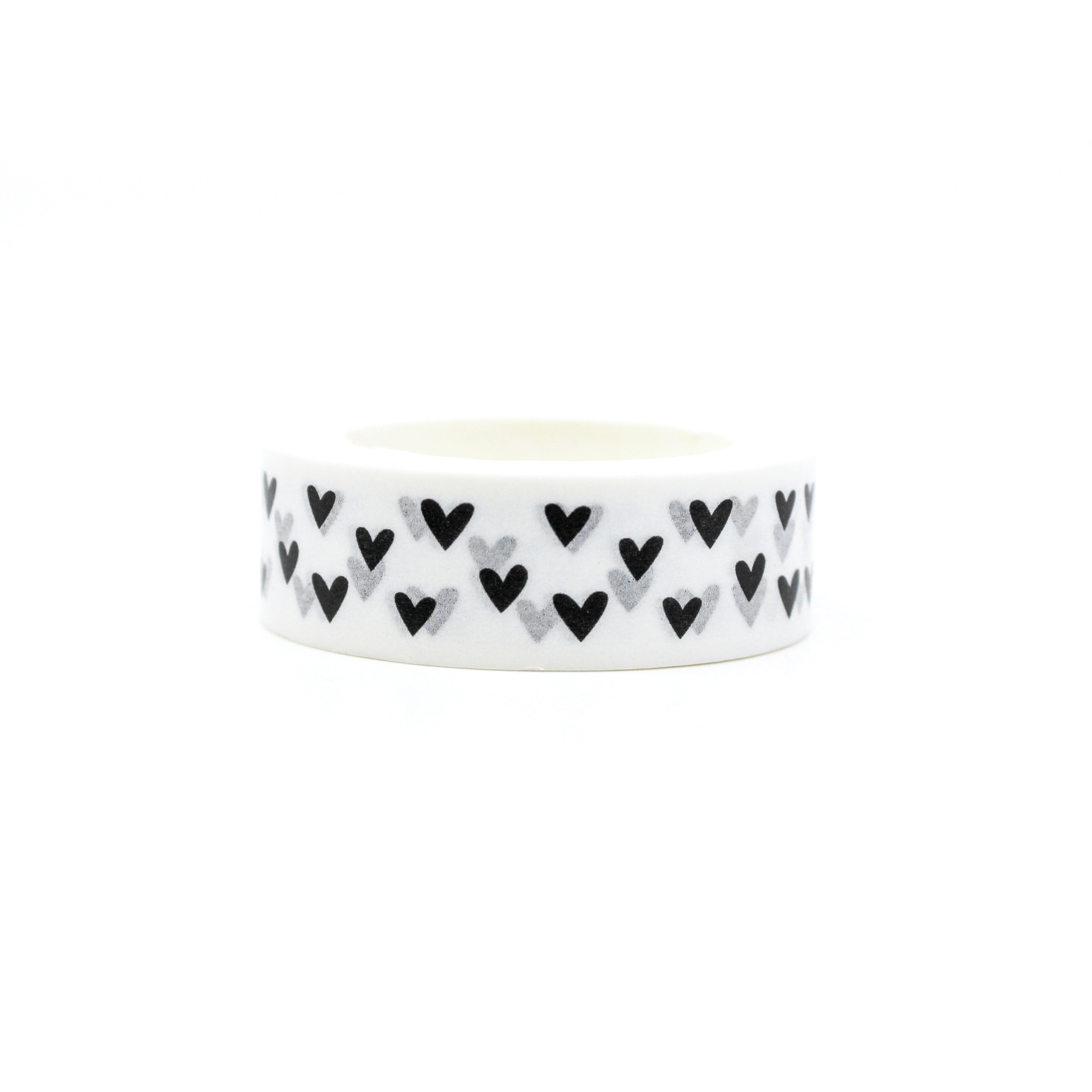 This is a black solid hearts washi tape from BBB Supplies Craft Shop