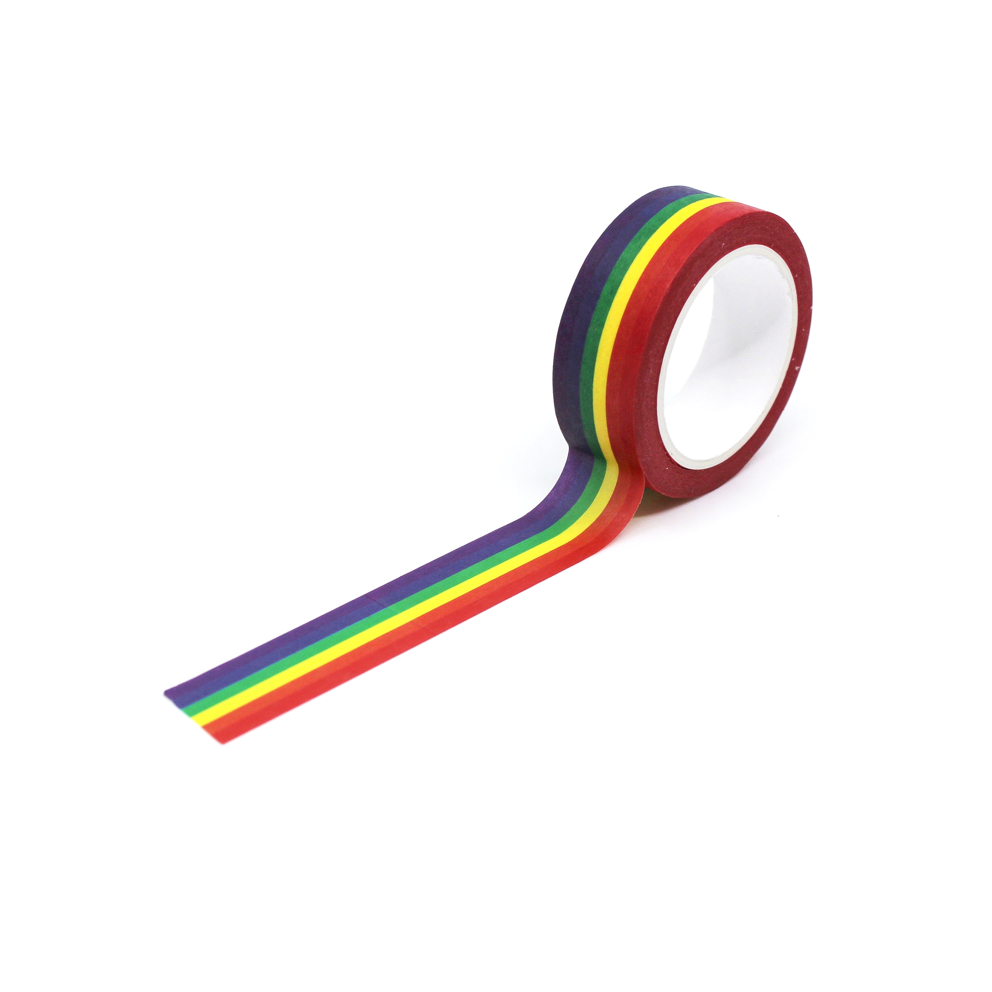 This is a colorful rainbow stripe view themed washi tape from BBB Supplies Craft Shop