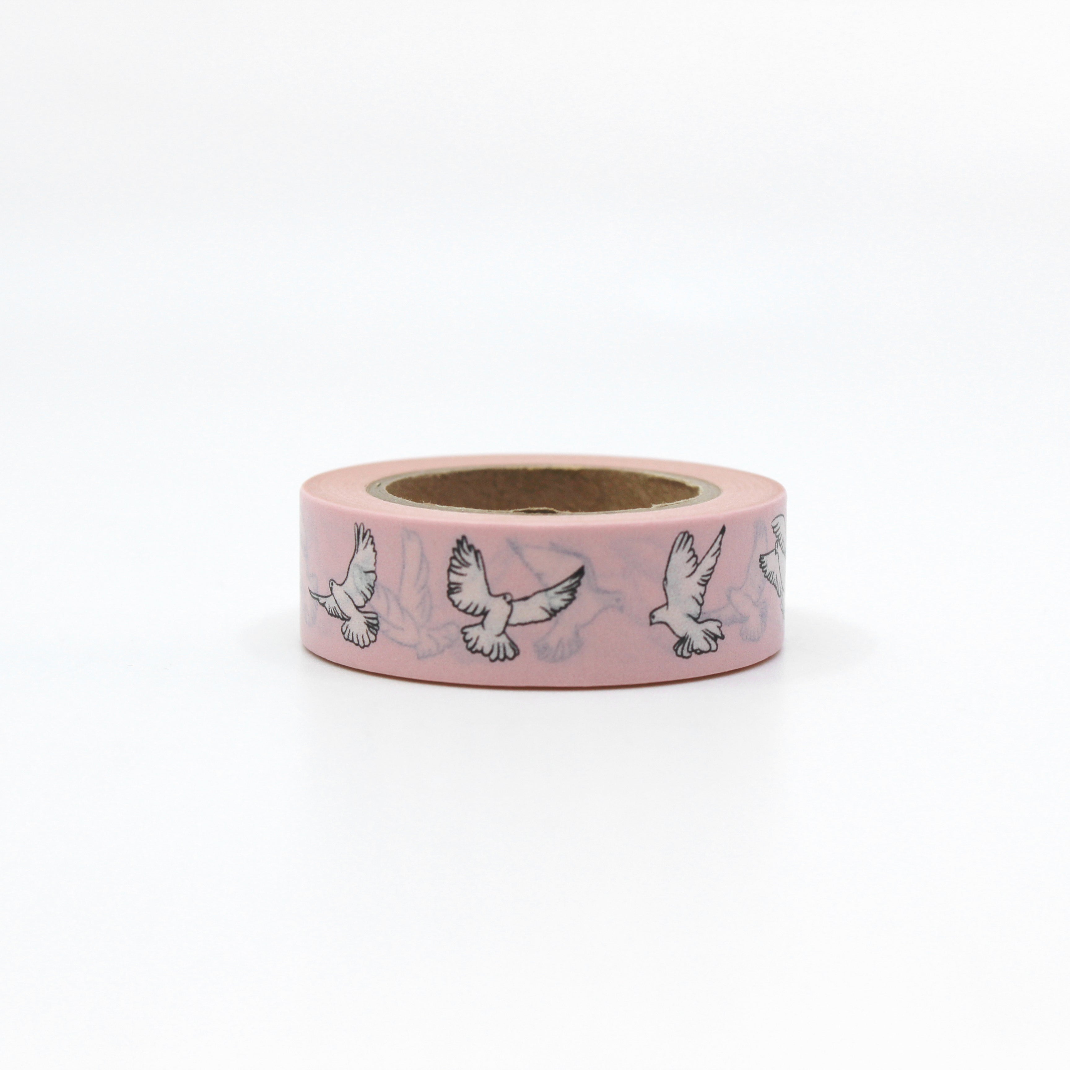 This is a pink flying doves washi tape from BBB Supplies Craft Shop