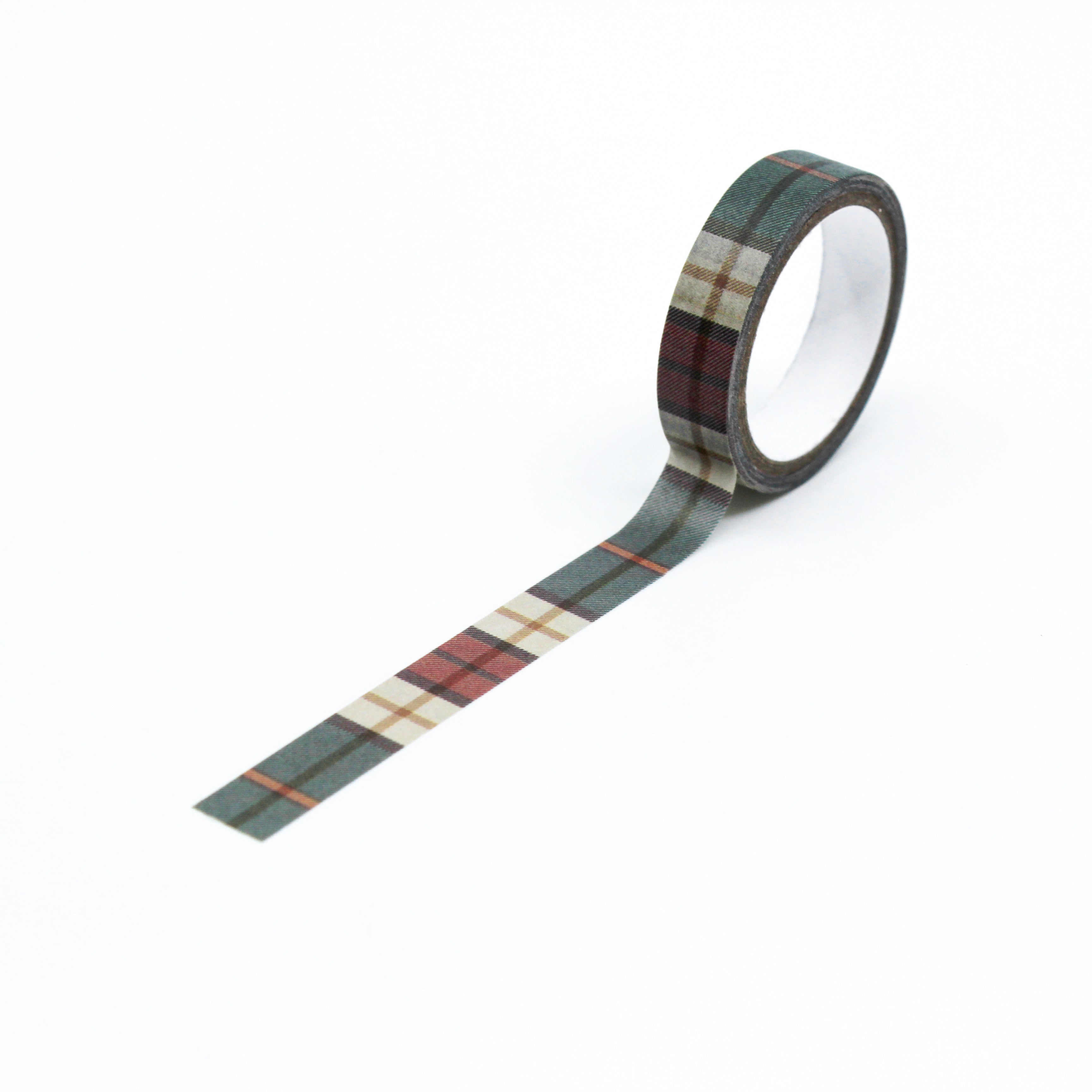 This is a full pattern repeat view of Christmas classic Holiday thin plaid washi tape from BBB Supplies Craft Shop
