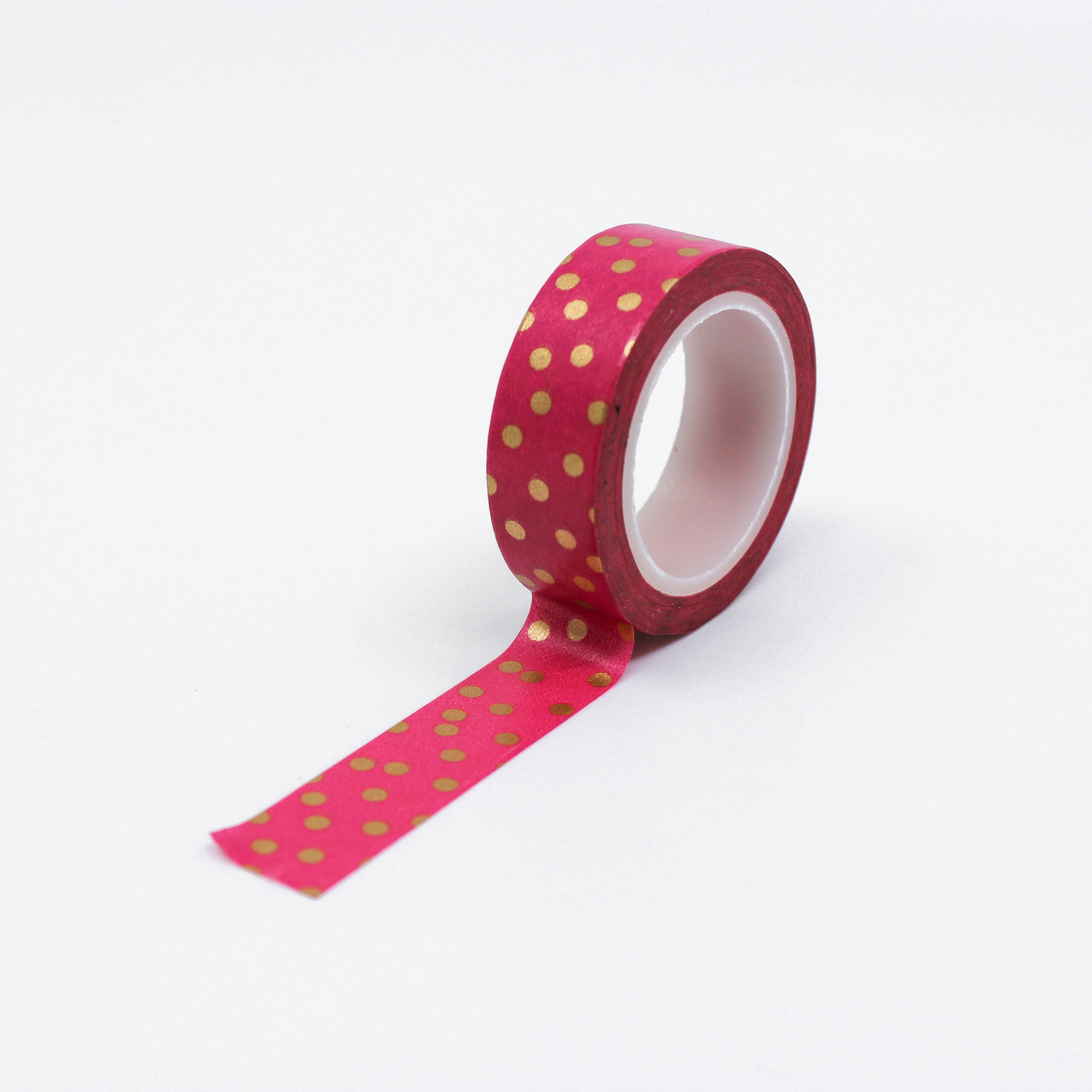 This is a full pattern repeat view of pink polka dots washi tape BBB Supplies Craft Shop