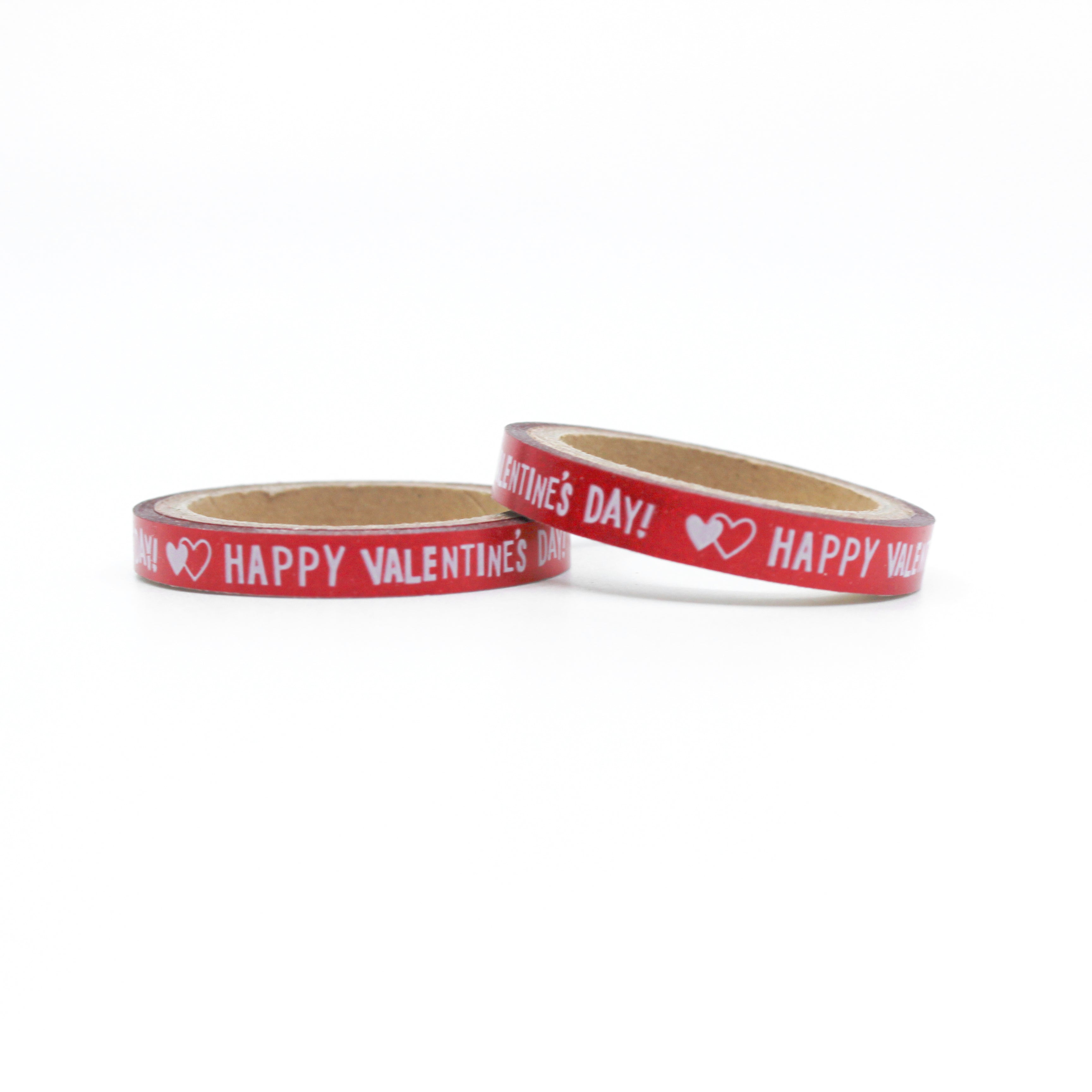 This is a roll of white valentines day caption with red background washi tapes from BBB Supplies Craft Shop