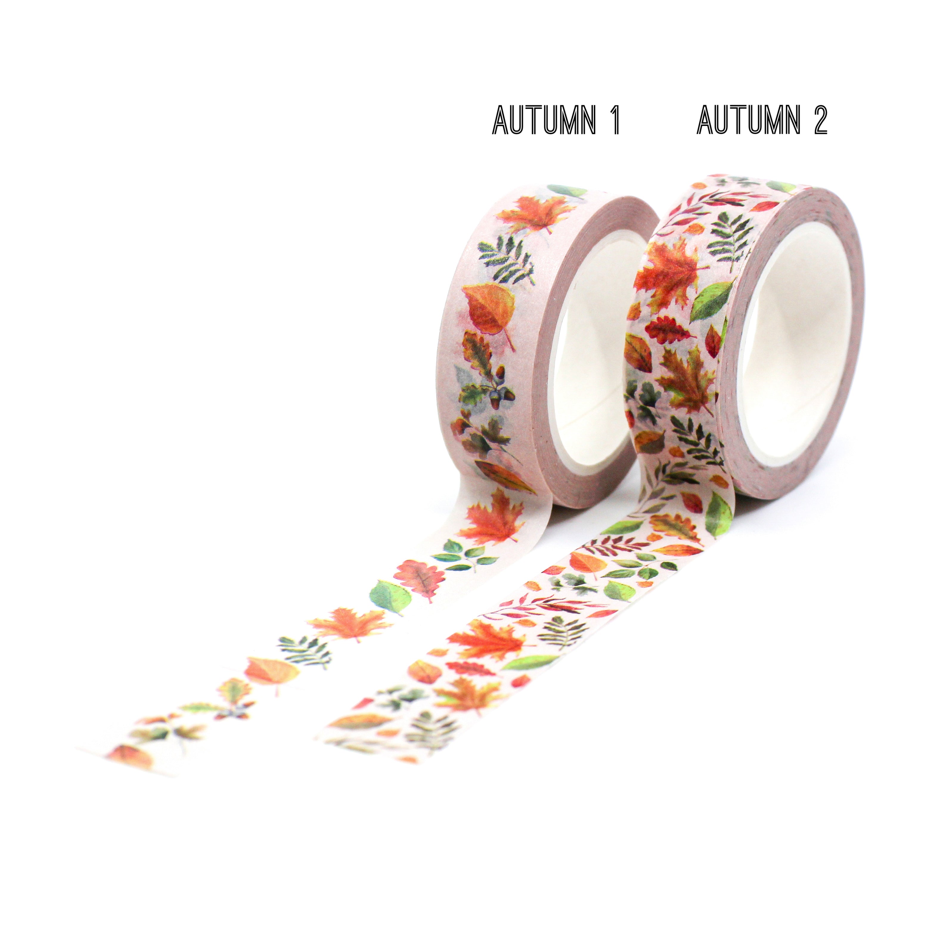 This is a pretty view of single and multi leaves flowers themed fall colors washi tape from BBB Supplies Craft Shop