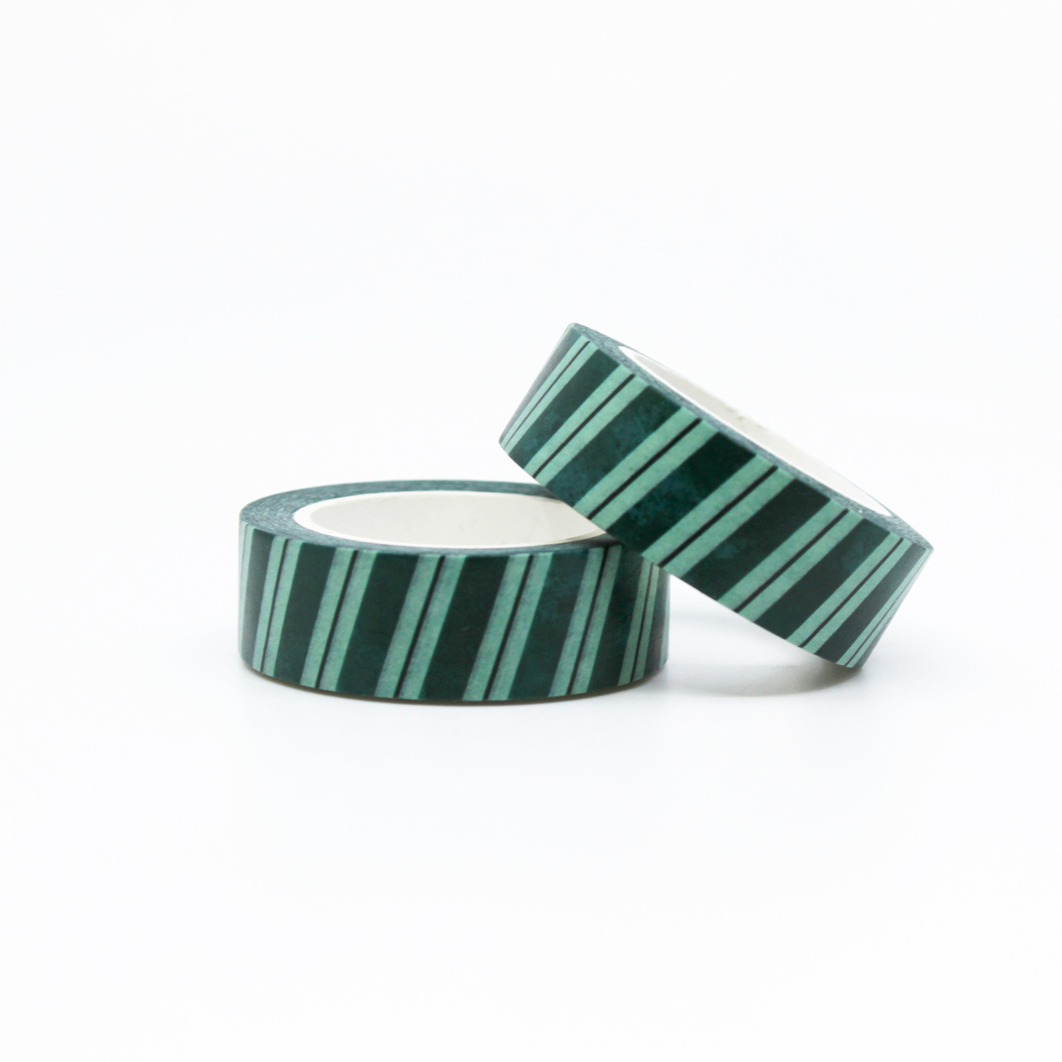 This is a roll of green and green slant washi tapes from BBB Supplies Craft Shop