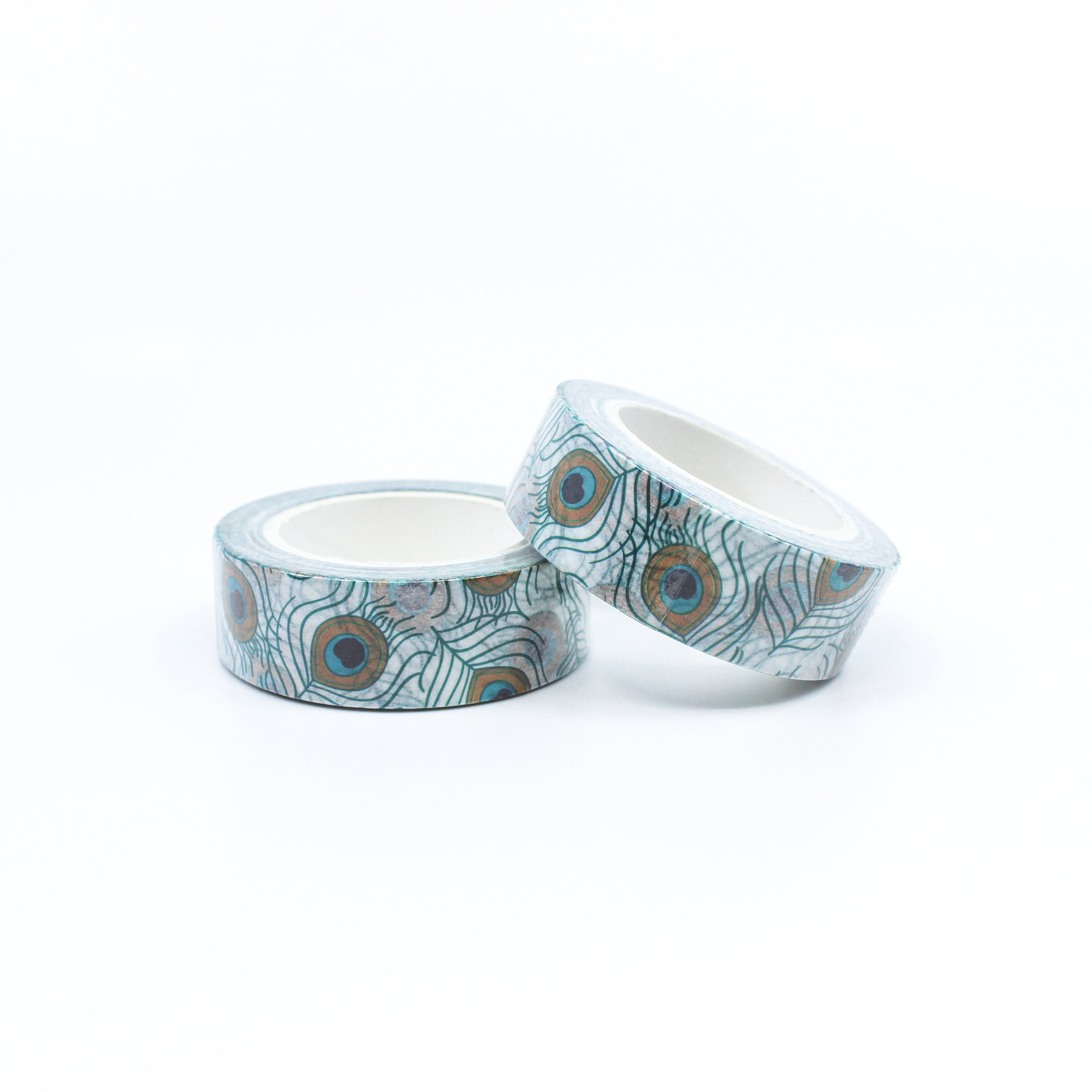 This is a cute blue green peacock feather pattern washi tapes from BBB Supplies Craft Shop