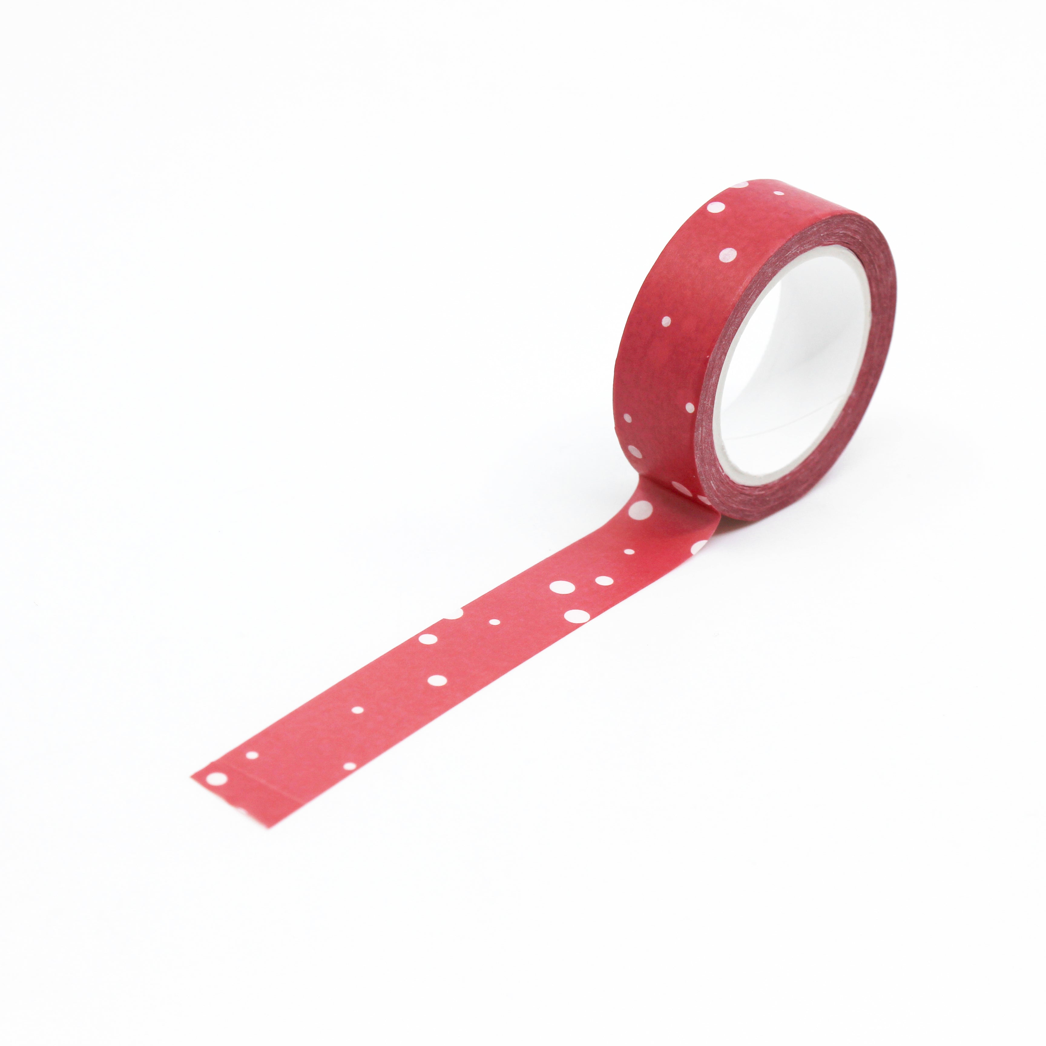 This is a full pattern repeat view of white snow dots washi tape from BBB Supplies Craft Shop