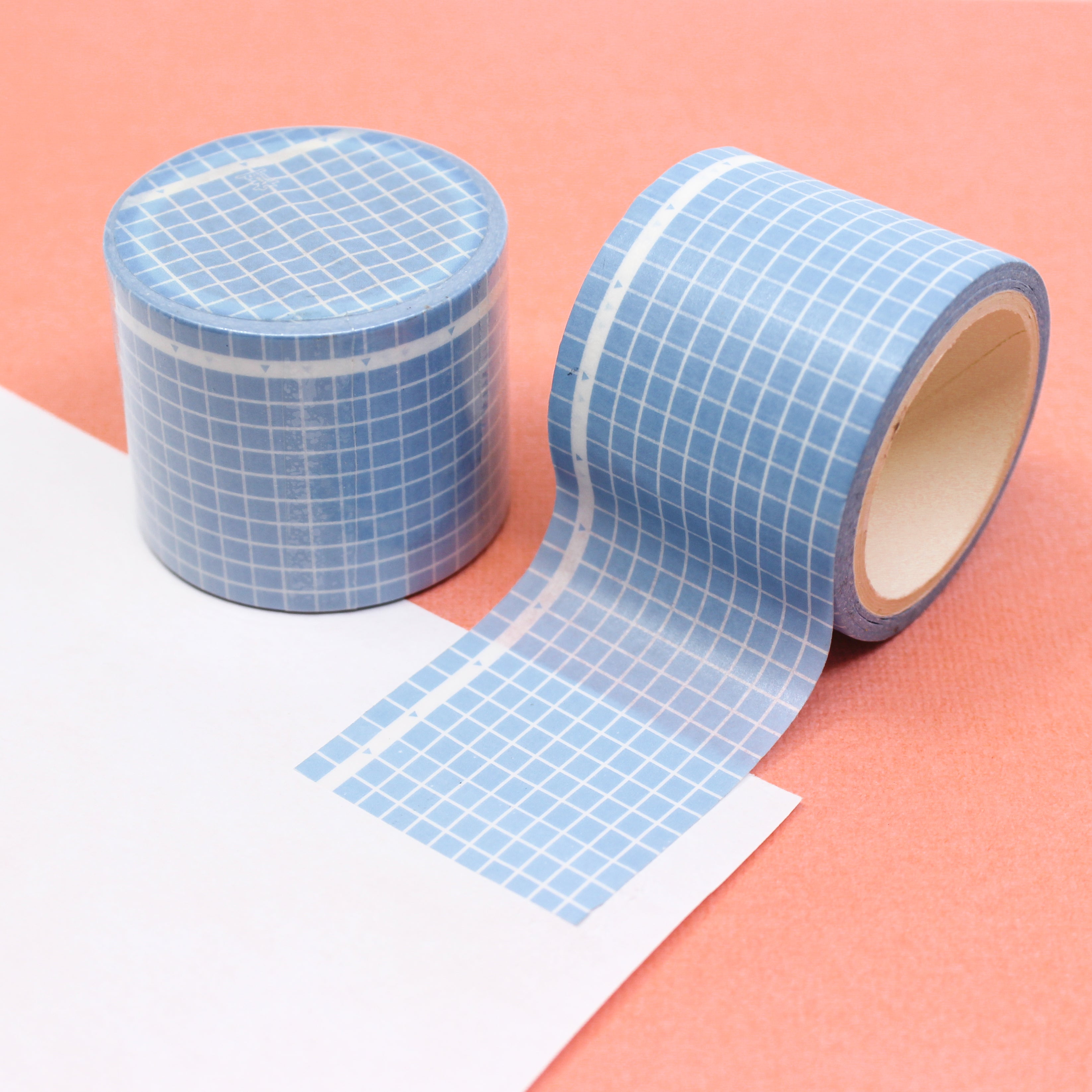 Blue Wide Grid Pattern Washi