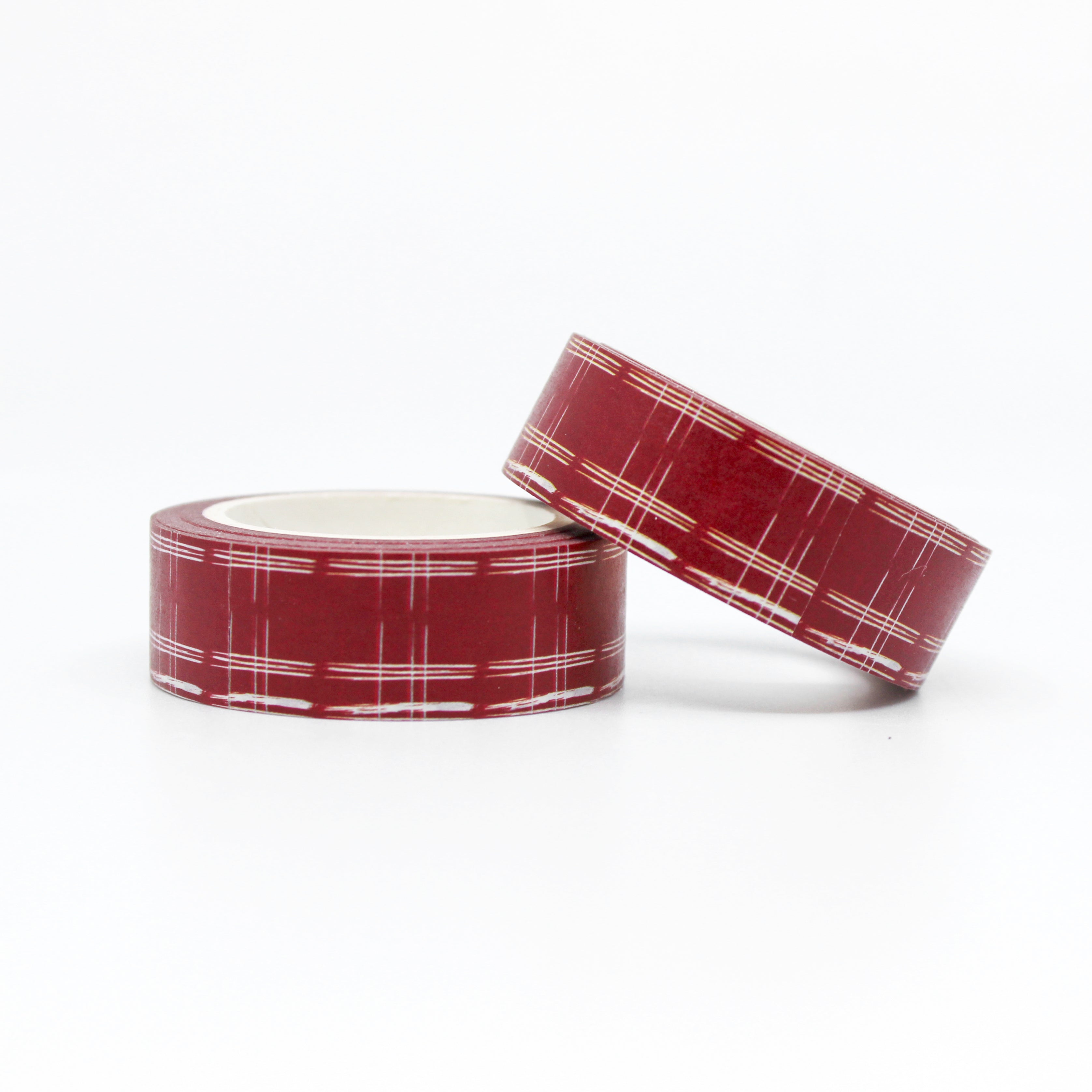 This is a roll of color red plaid washi tapes from BBB Supplies Craft Shop