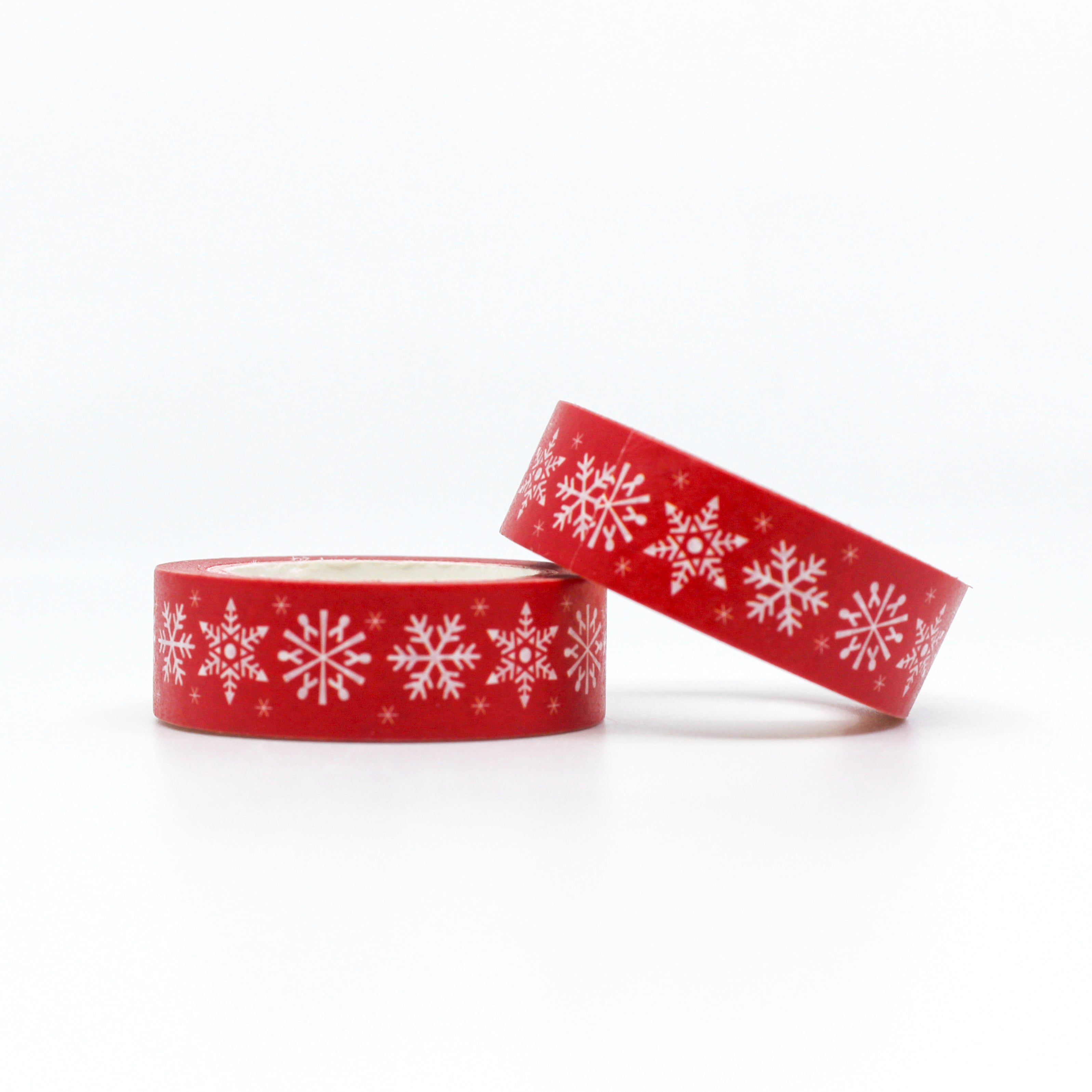 This is a roll of red and white snowflakes washi tapes from BBB Supplies Craft Shop