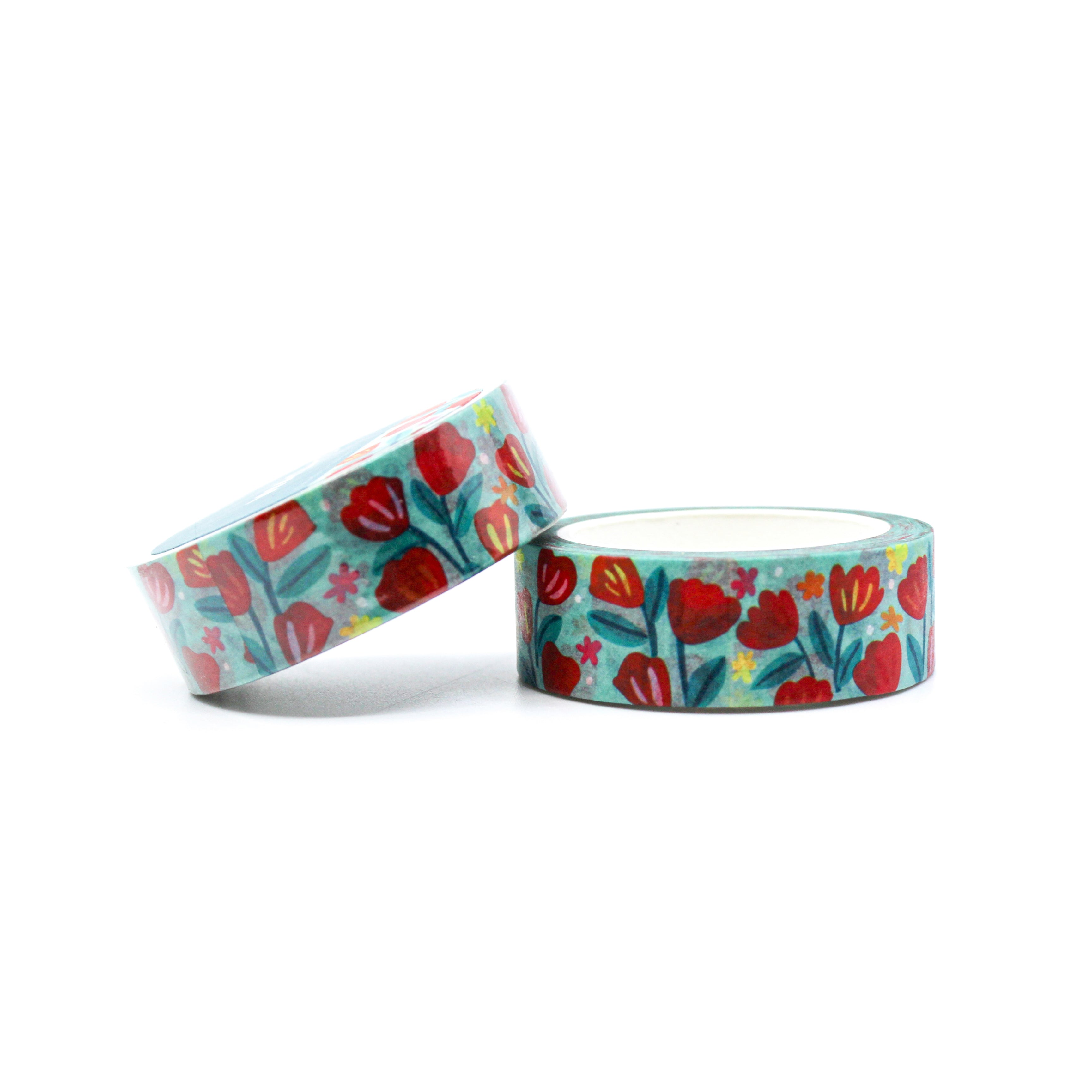 This is a roll of red tulips washi tapes from BBB Supplies Craft Shop