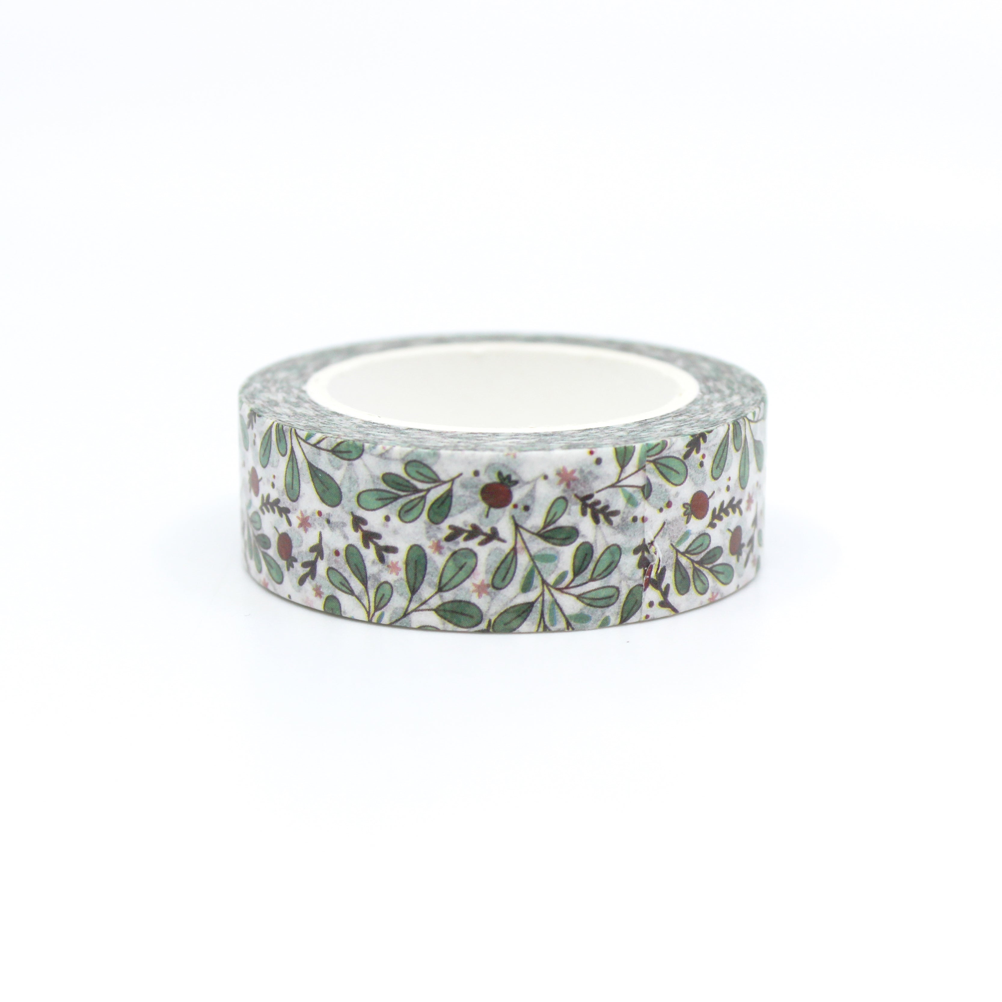 This is a green leaves with holly branch washi tape from BBB Supplies Craft Shop