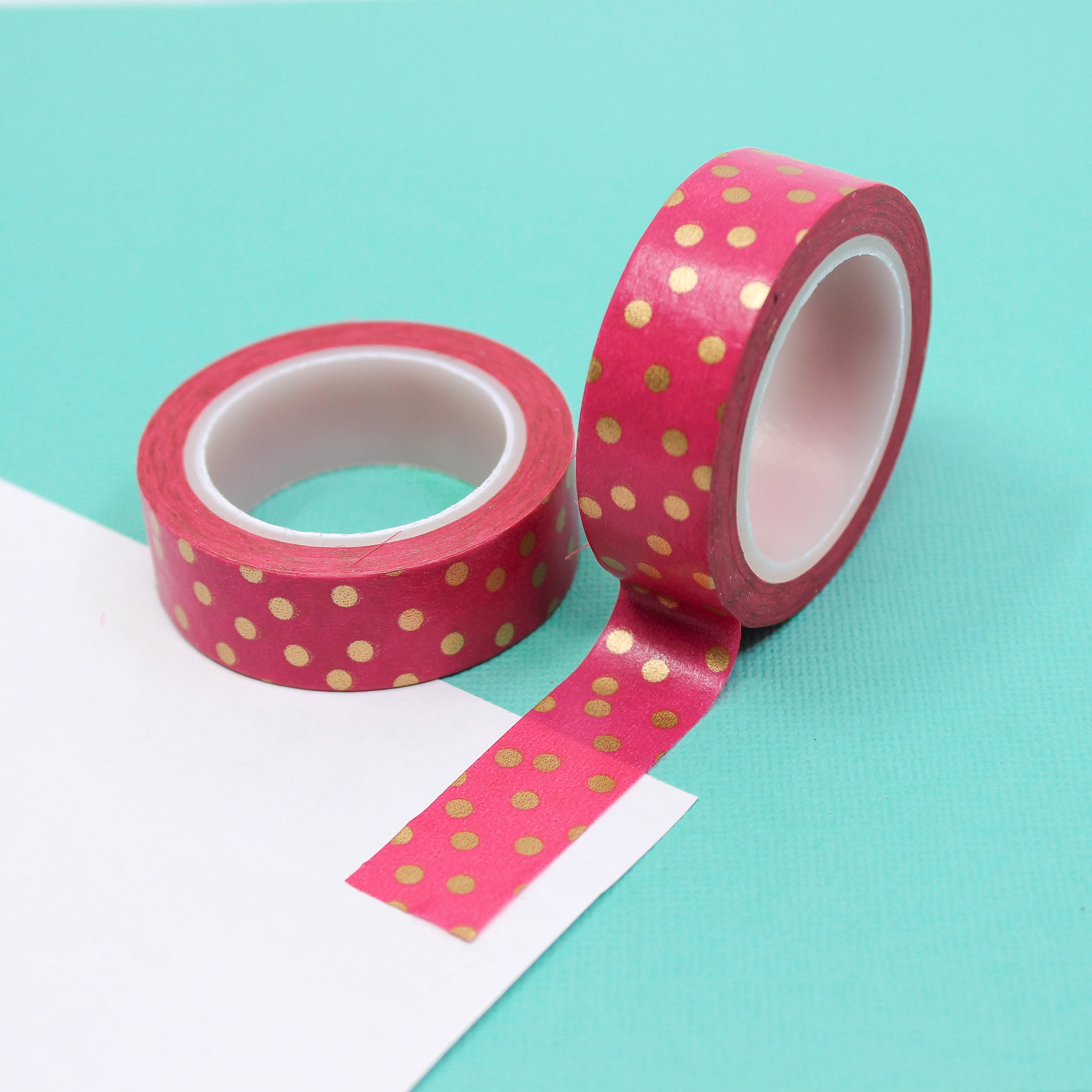 This is a pink polka dots view themed washi tape from BBB Supplies Craft Shop
