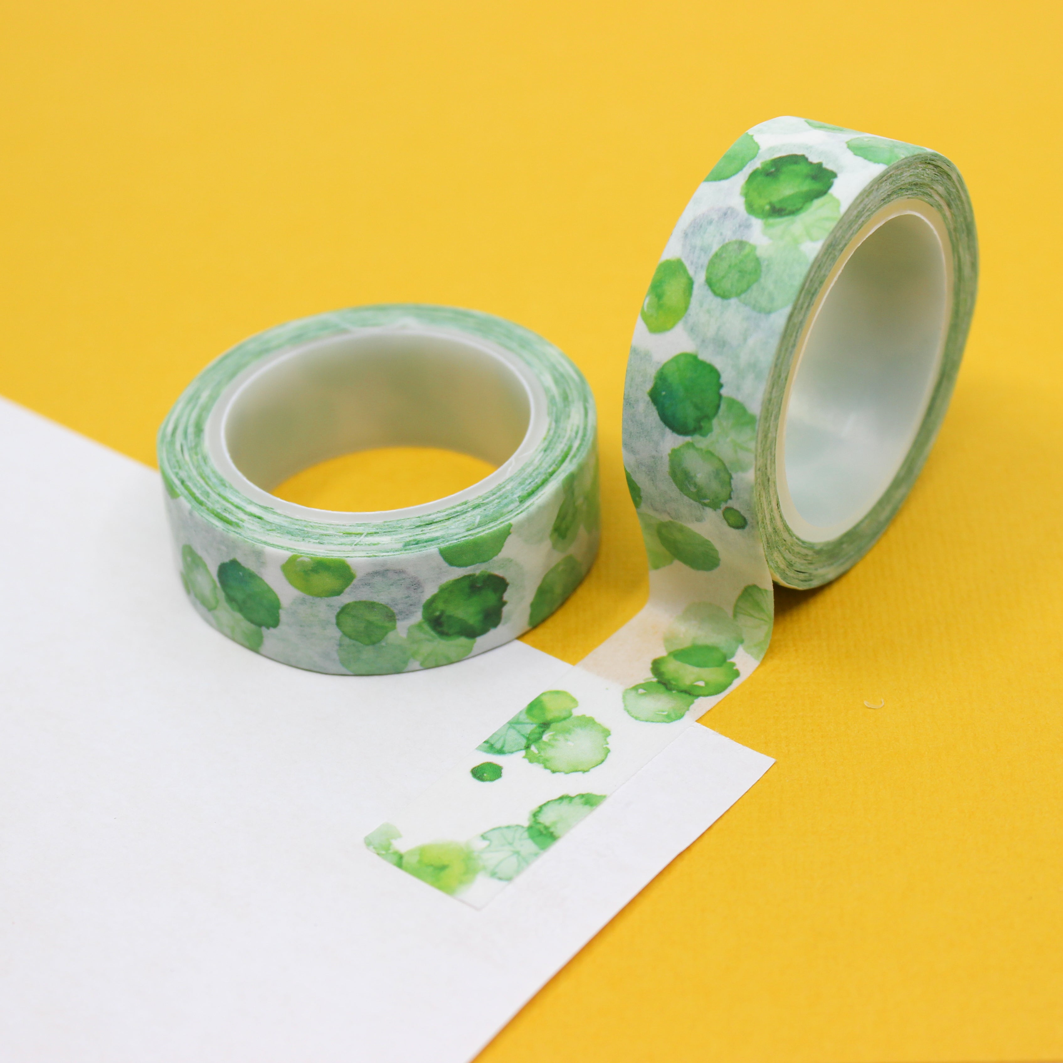 This is a green splotch spots view themed washi tape from BBB Supplies Craft Shop
