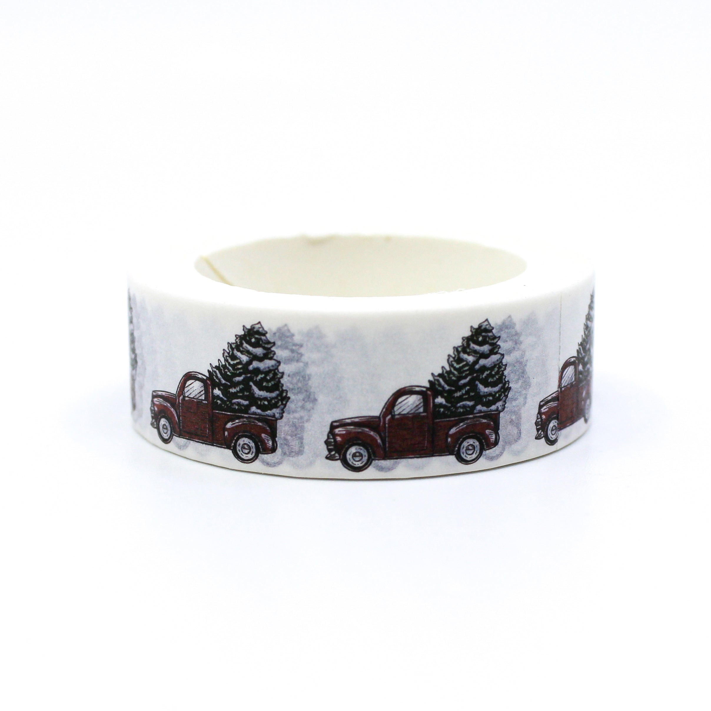 Classic Americana traditional Christmas Tree Truck washi tape from BBB Supplies Craft Shop.