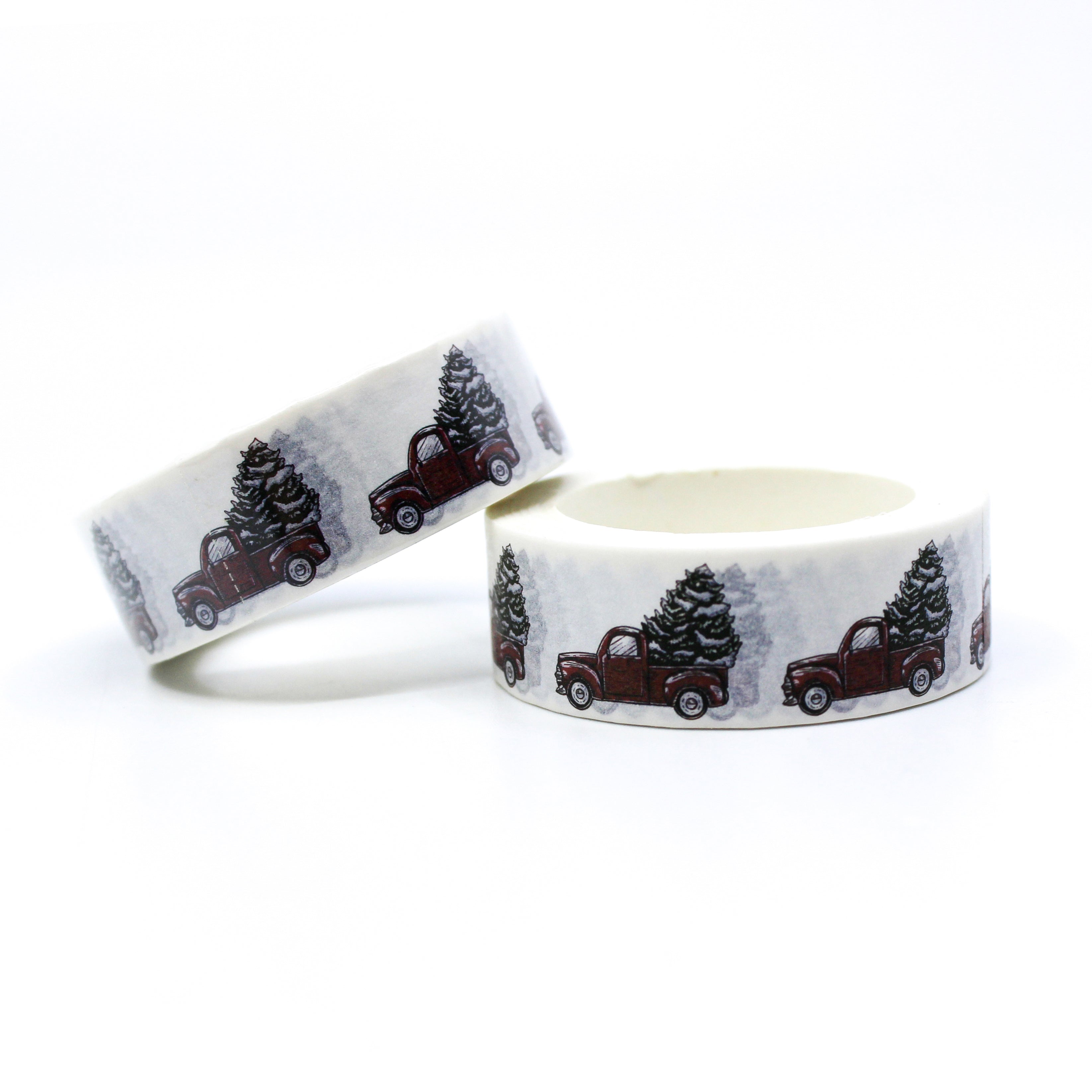 Classic Americana traditional Christmas Tree Truck washi tape from BBB Supplies Craft Shop.