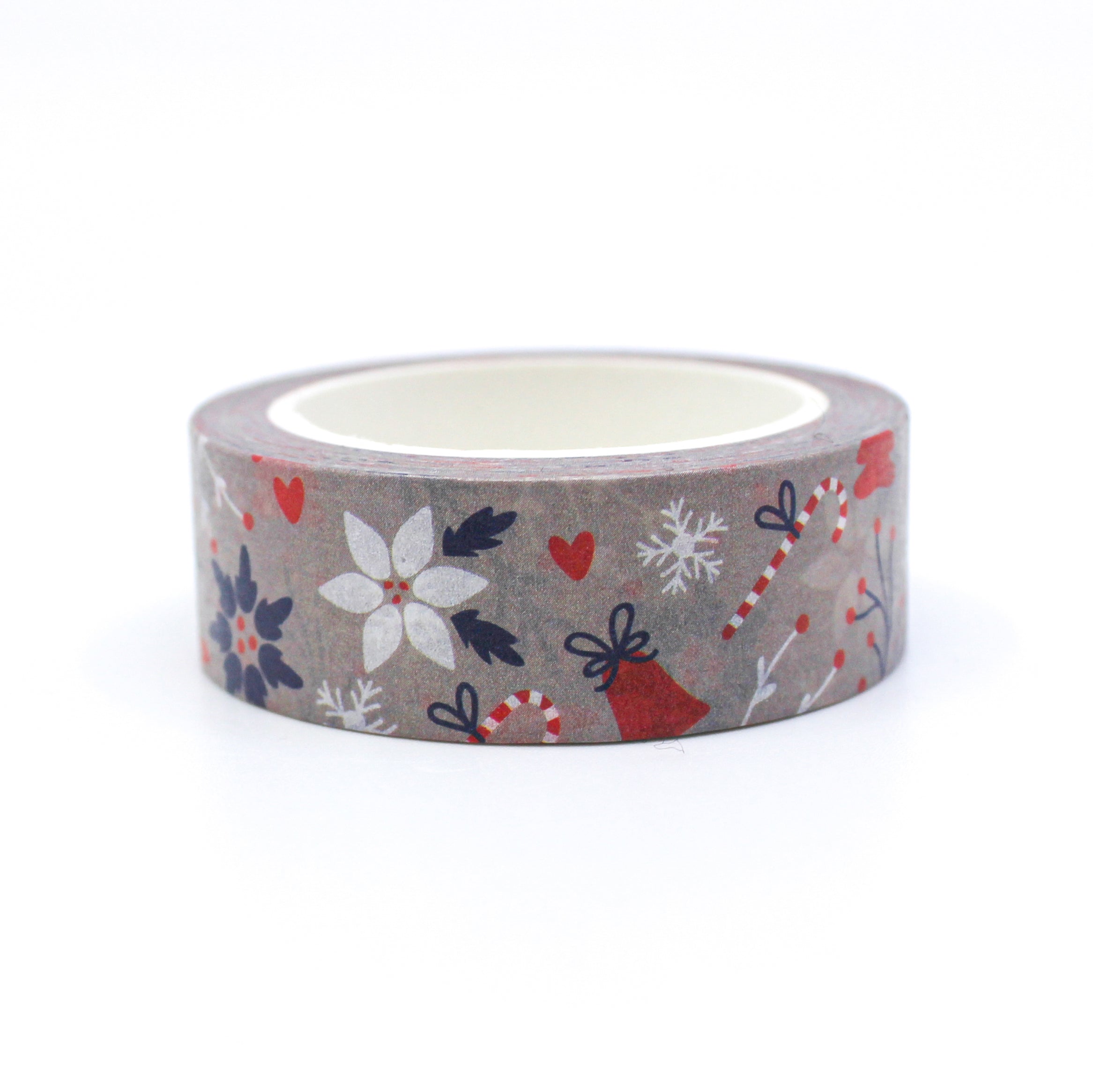 Sophisticated color palette of Christmas candy canes and holiday symbols washi tape for your Holiday Project from BBB Supplies Craft Shop.