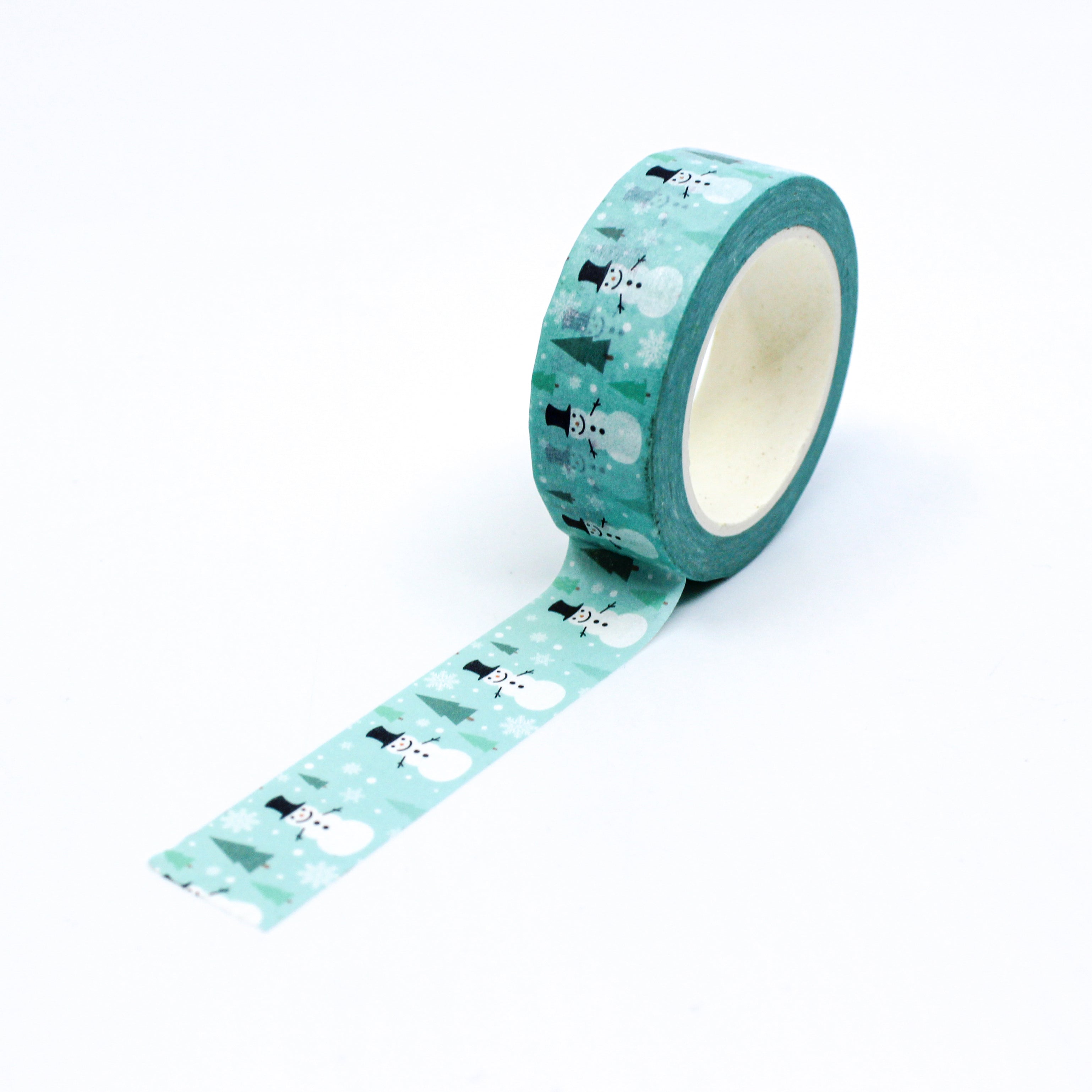 Cute Frosty the Snowman and his magic hat green washi tape for your holiday projects from BBB Supplies Craft Shop.
