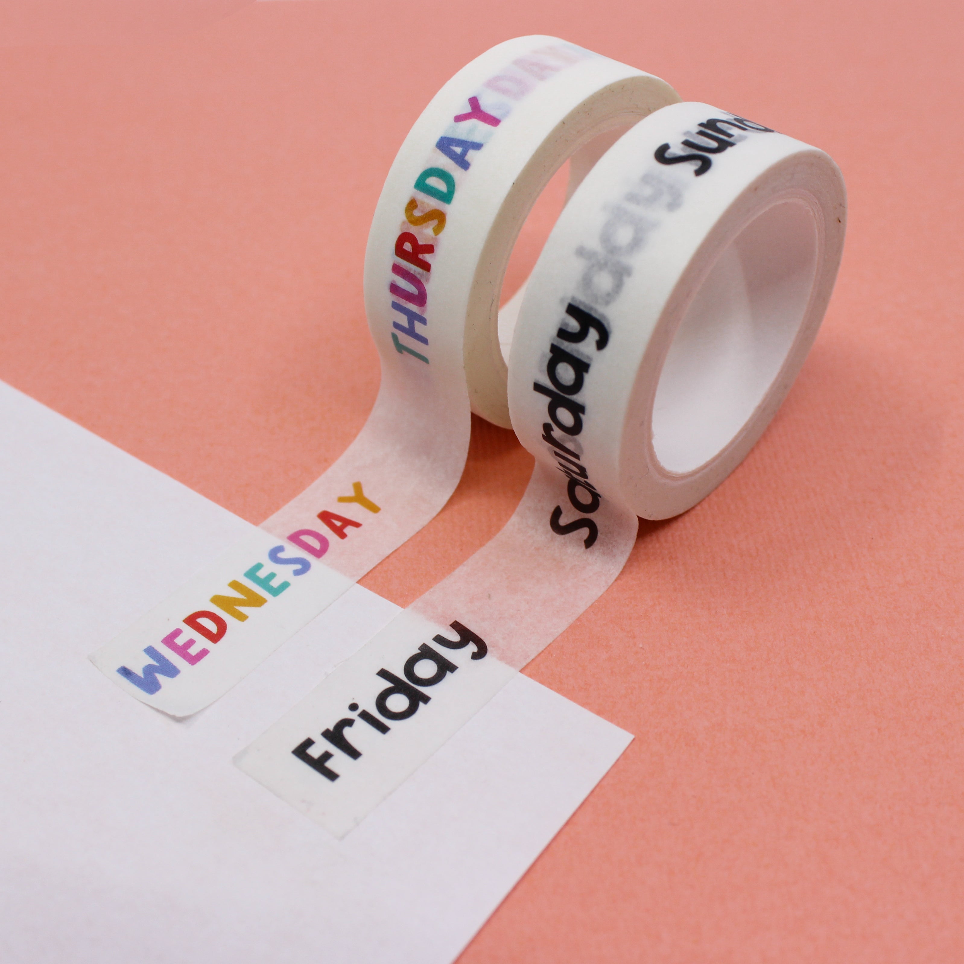 This is a roll of black and white days-of-the-week pattern washi tapes from BBB Supplies Craft Shop