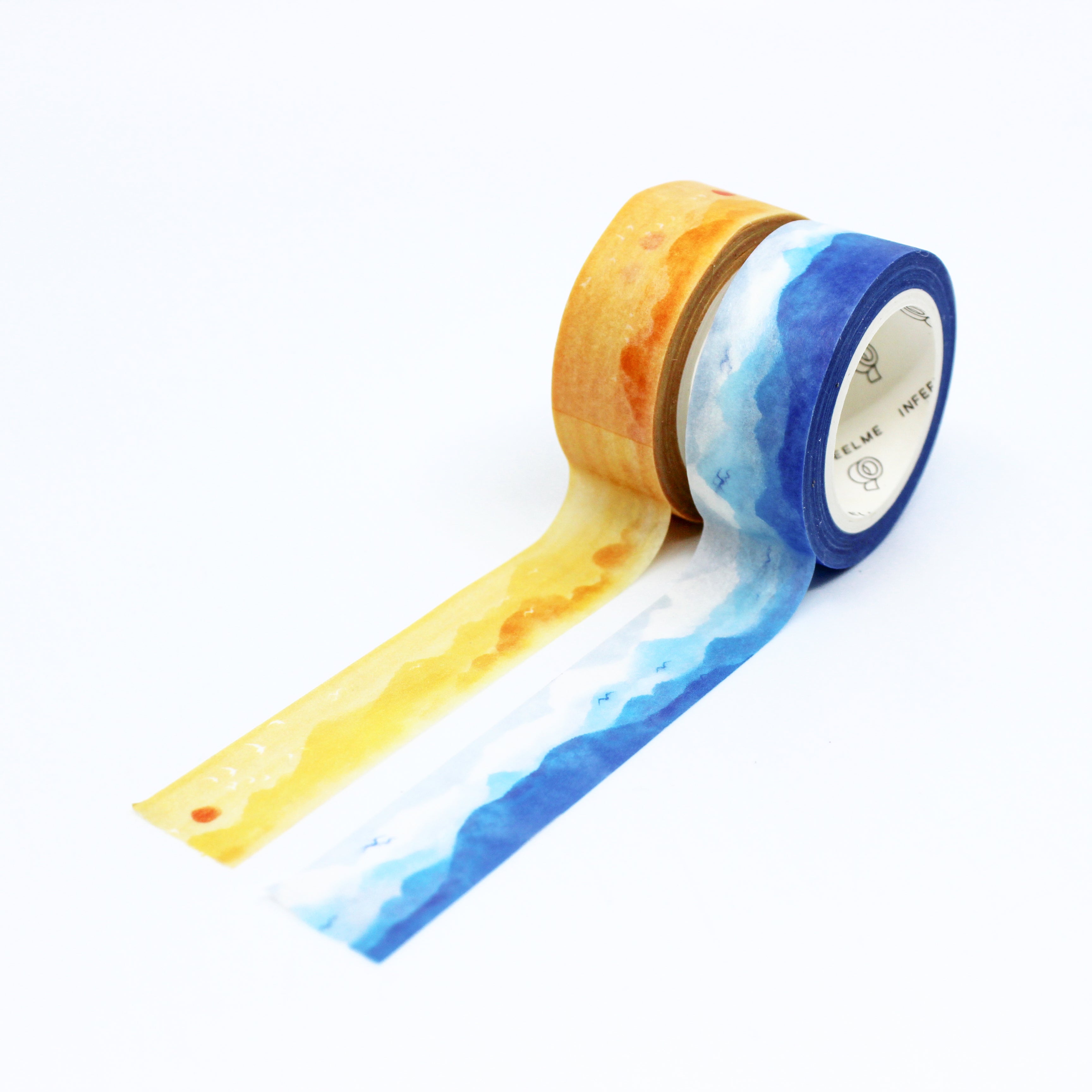 This is a yellow desert mountain and blue snowy mountain escape washi tape from BBB Supplies Craft Shop