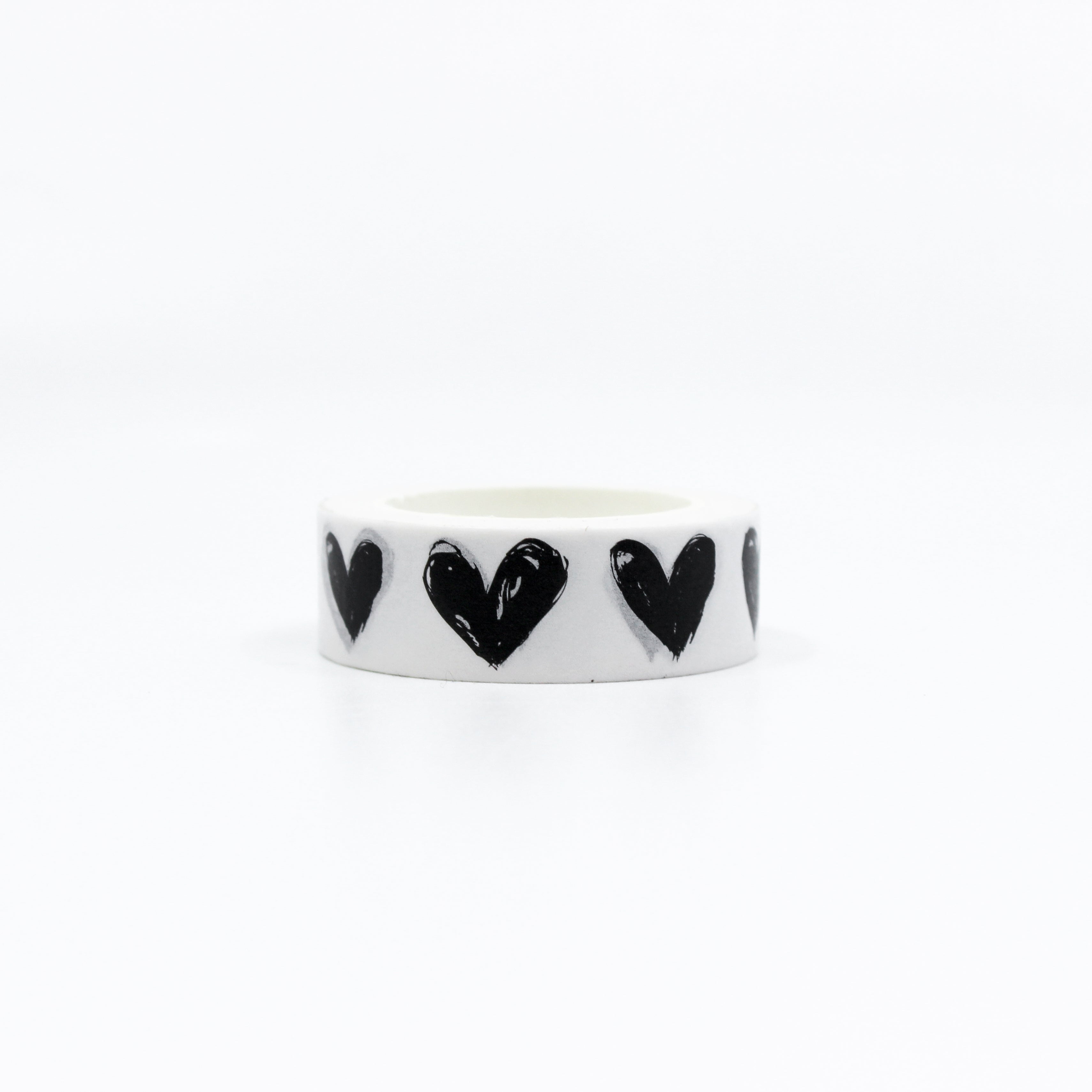 This is a solid black sketch hearts washi tape from BBB Supplies Craft Shop
