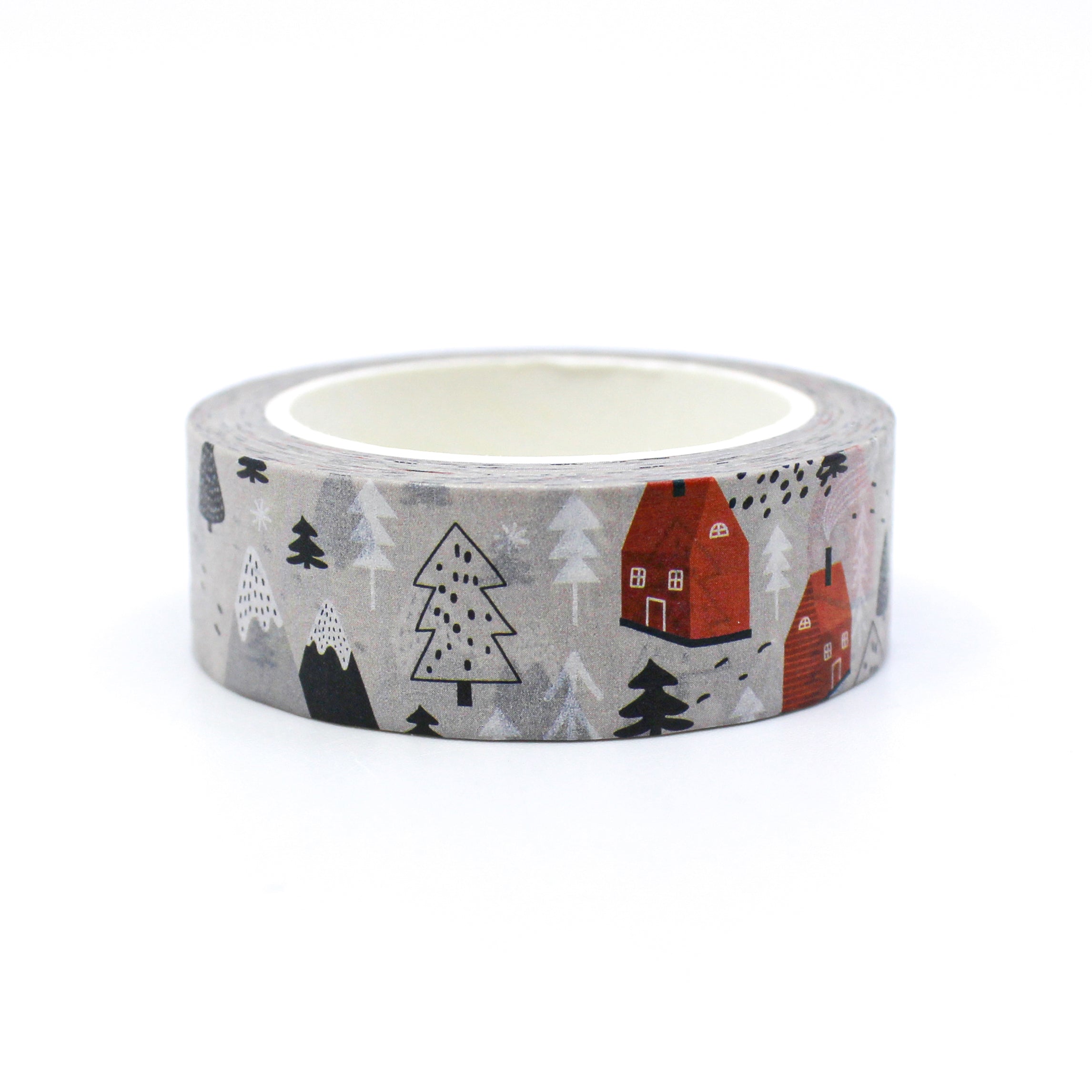 Nordic Winter House & Pine Trees Washi, Planner Tapes