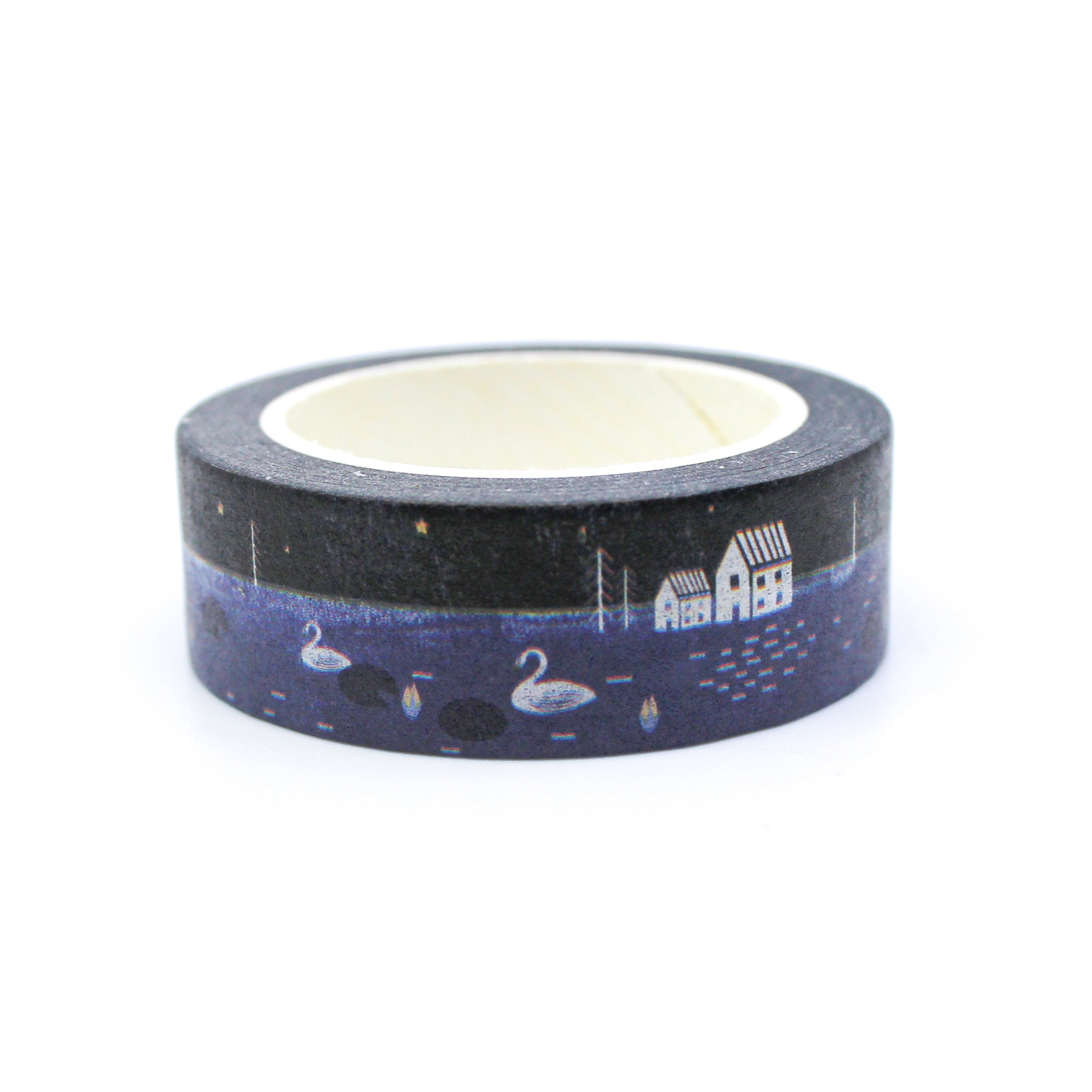 This is a nice view of Nordic blue night with swan scenery washi tape from BBB Supplies Craft Shop